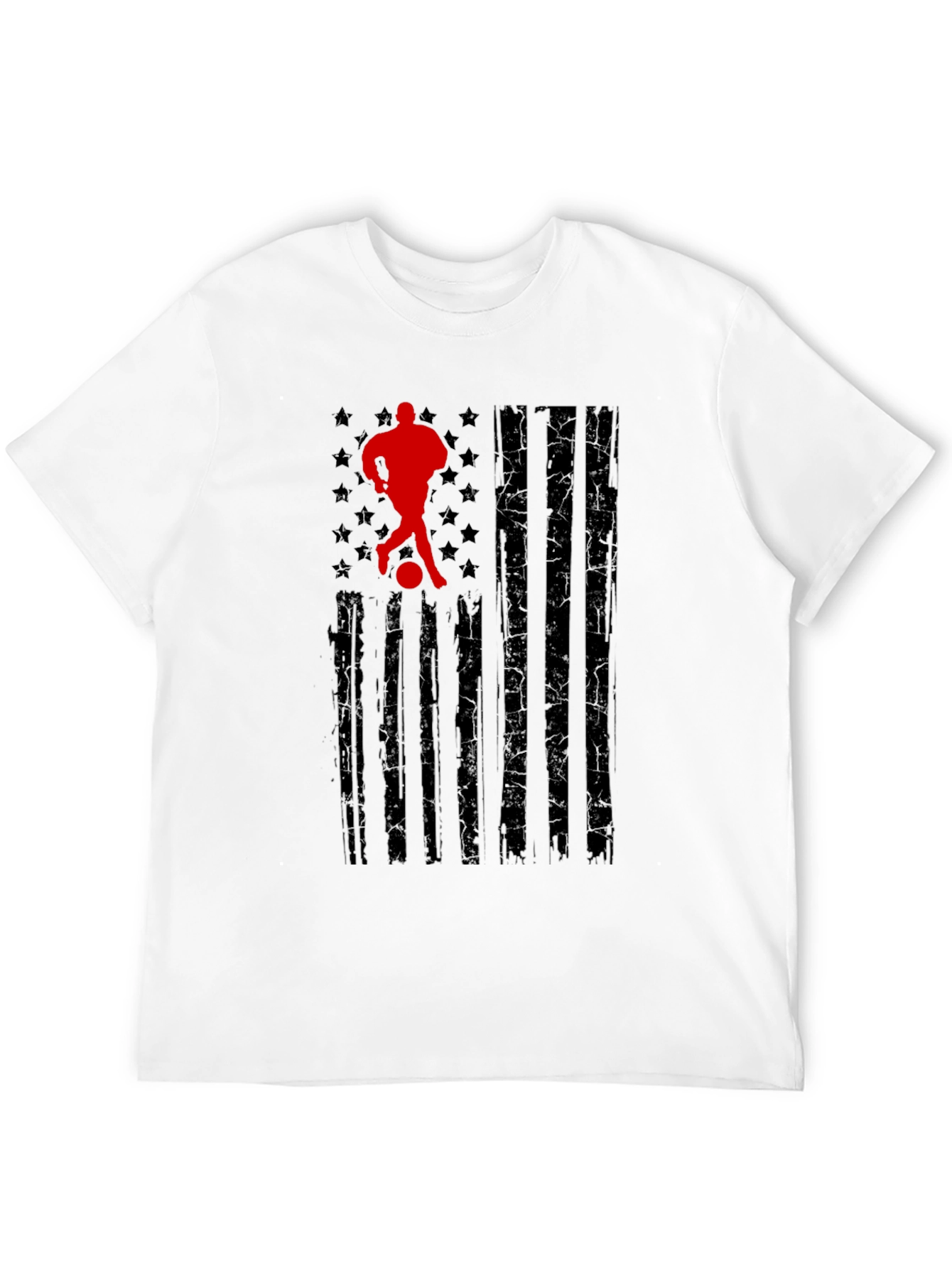 Black Soccer American Flag T-Shirt view 12
