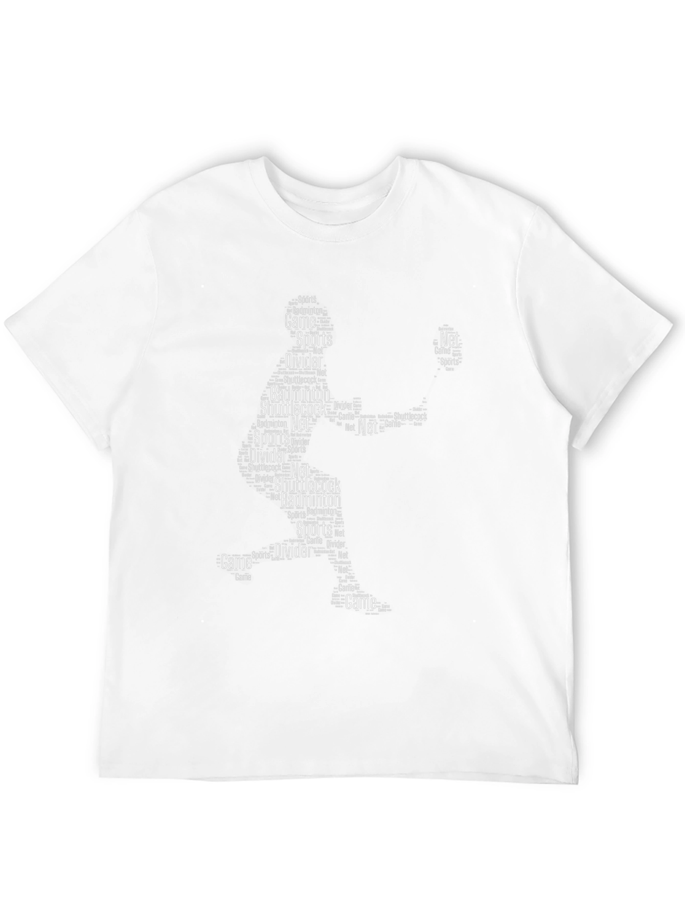 Black Badminton Word Art Graphic T-Shirt view 12