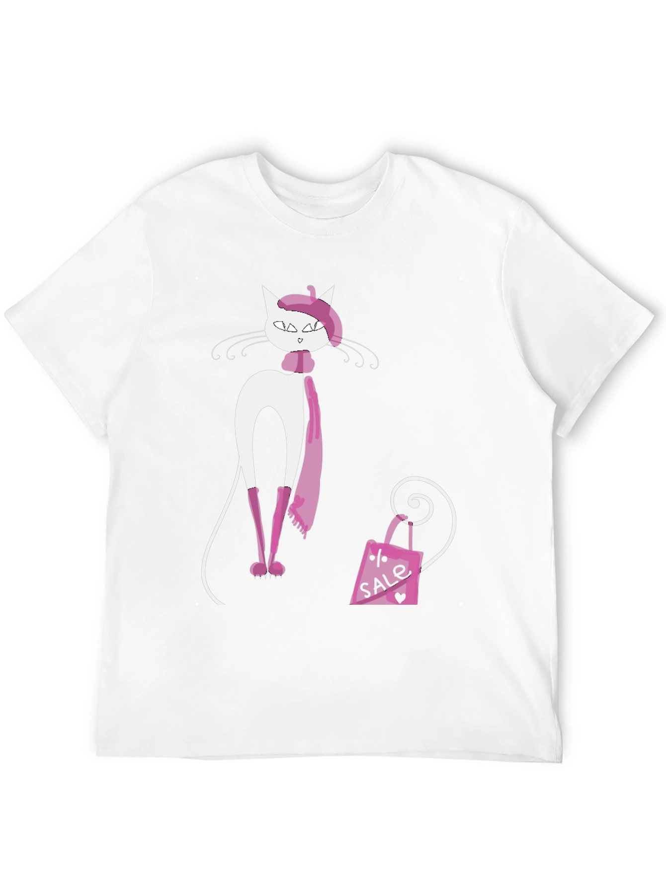 Black Stylish Cat T-Shirt view 12