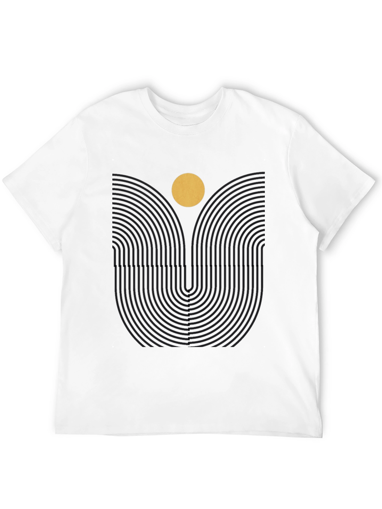 Black Geometric Sun Graphic Print Black Tee view 12