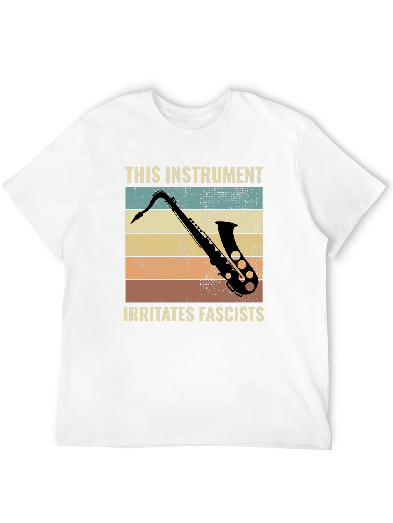 Black Saxophone Irritates Fascists Graphic Tee view 12