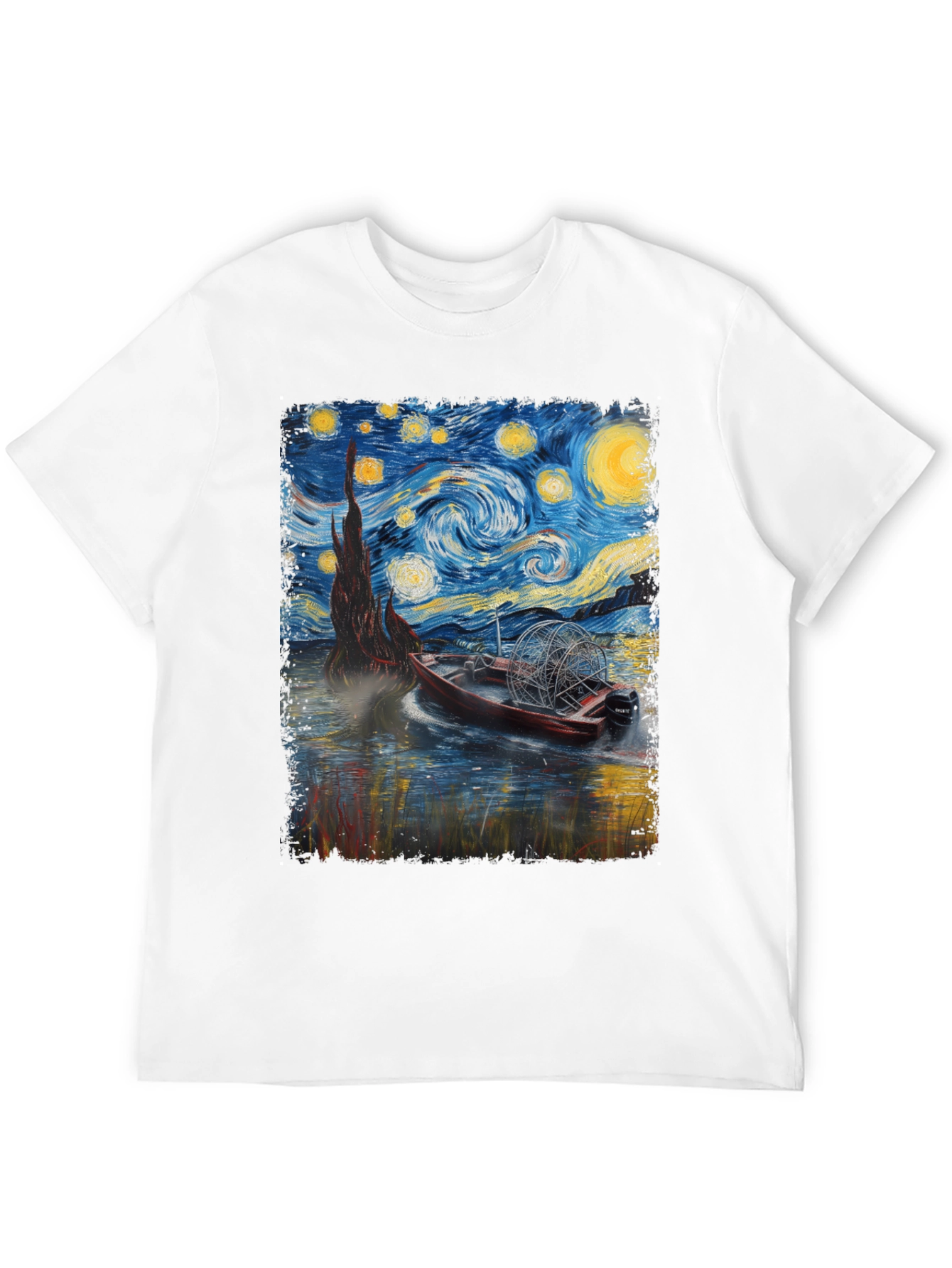Black Starry Night Airboat T-Shirt view 12