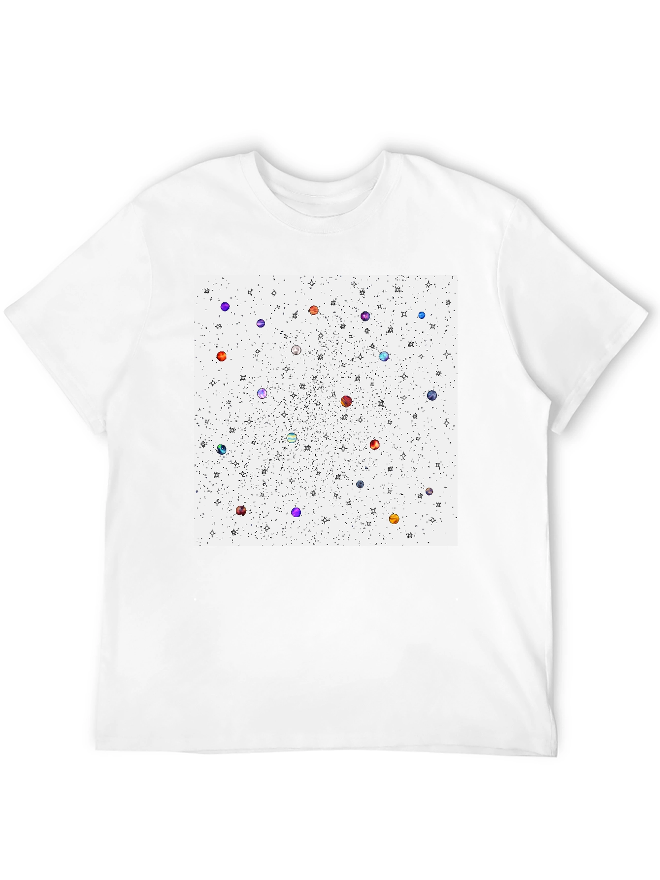 Black Space Planets Graphic Tee - Modern Cotton Blend Shirt view 12