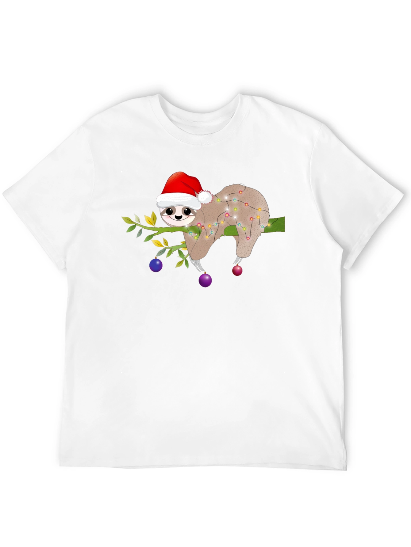 Black Christmas Sloth T-Shirt - Holiday Party Ready view 12