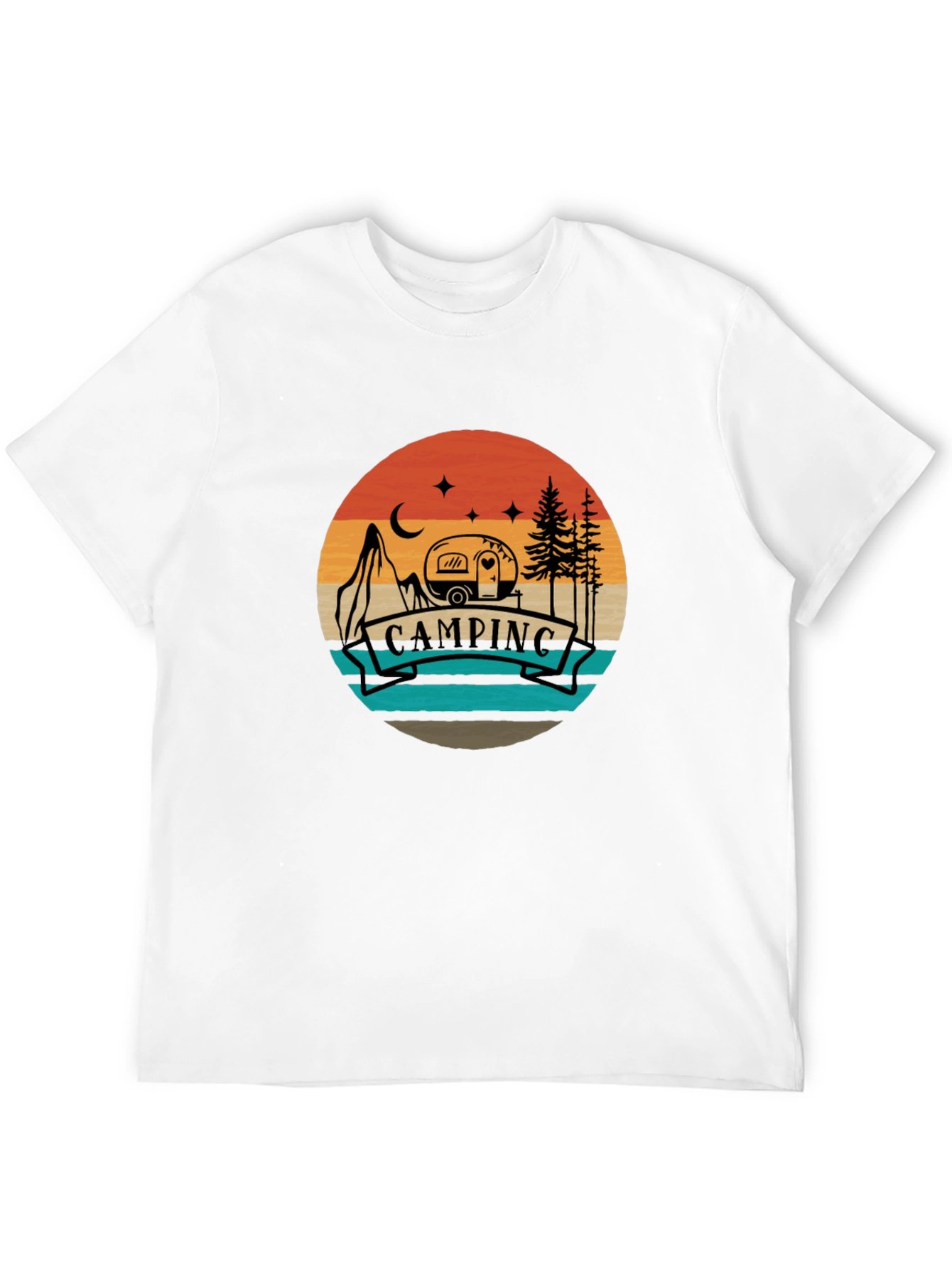 Black Camping Adventure Tee - Retro Graphic T-Shirt view 12
