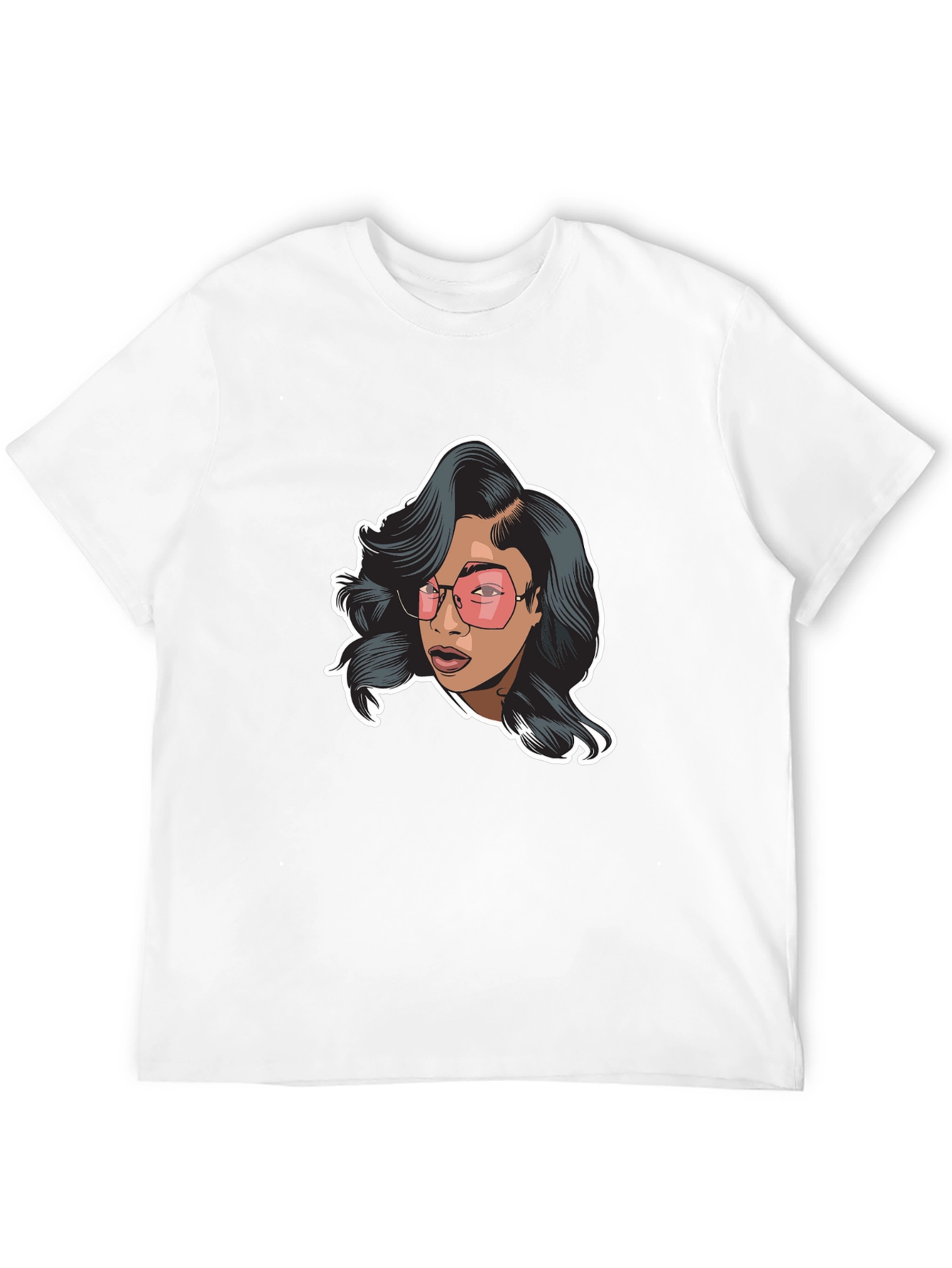 Black Graphic Tee - Woman with Pink Glasses view 12