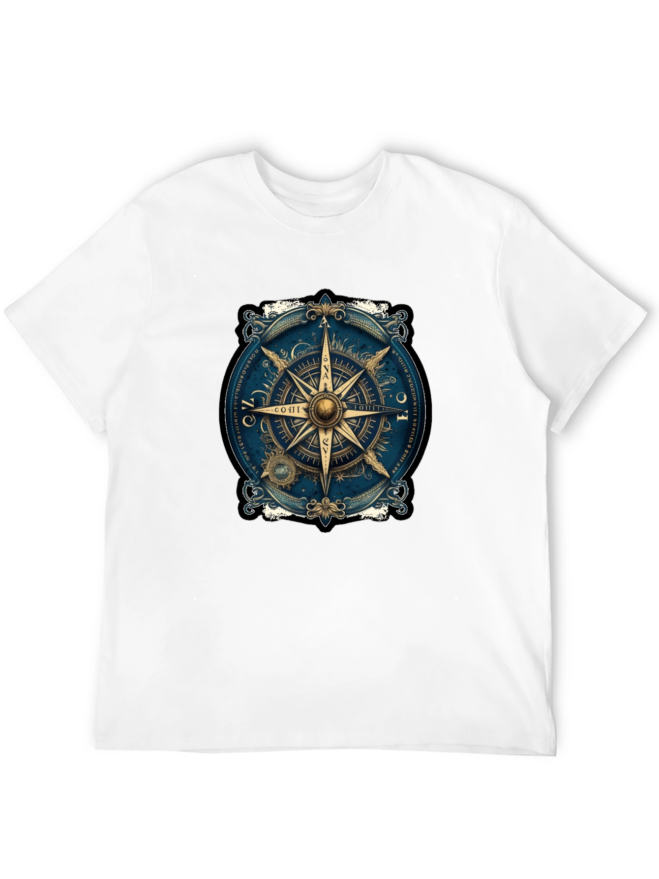 Black Vintage Compass Graphic Tee - Travel Inspired Design view 12