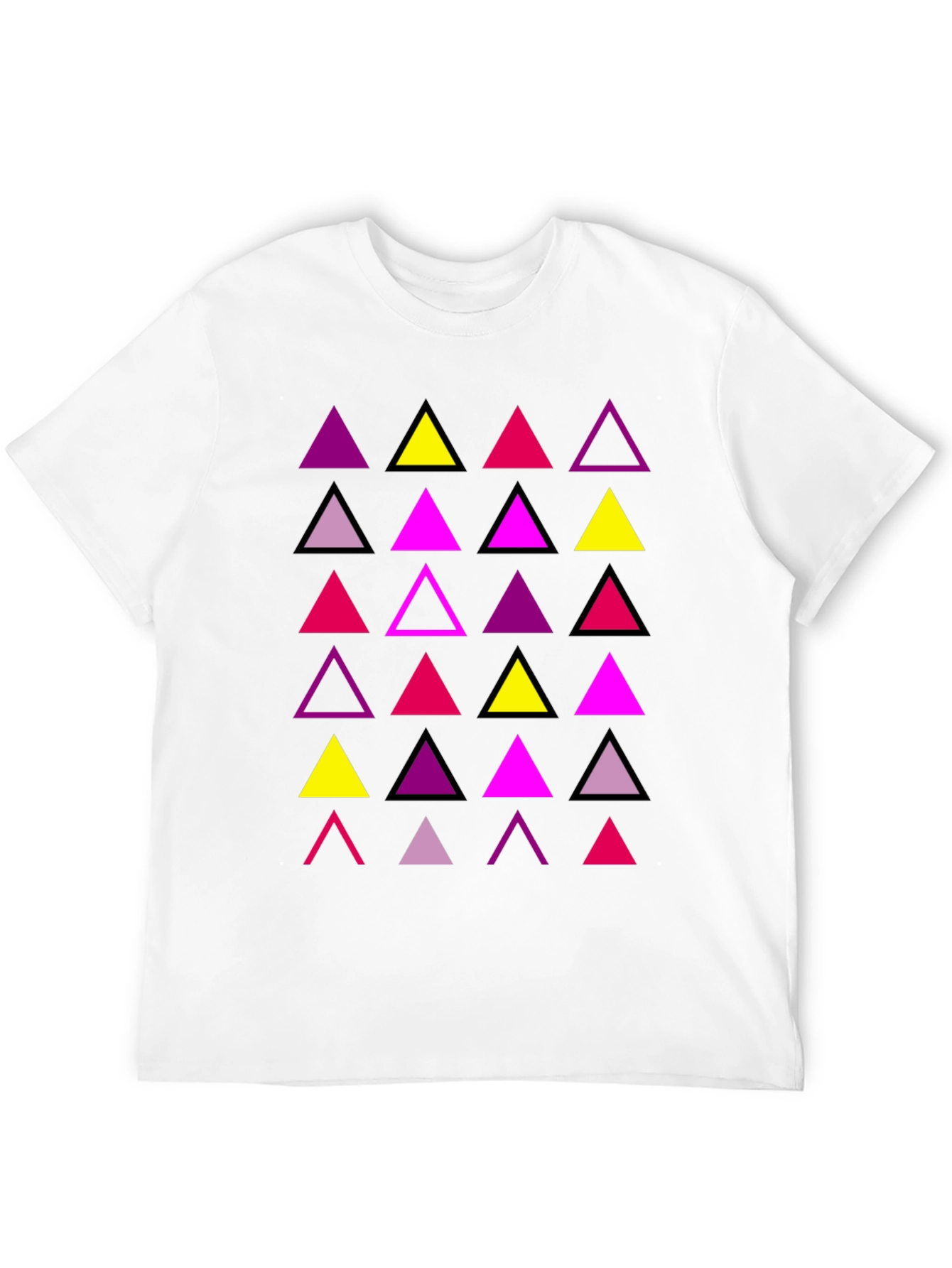 Black Geometric Triangle Print Men's T-Shirt view 12