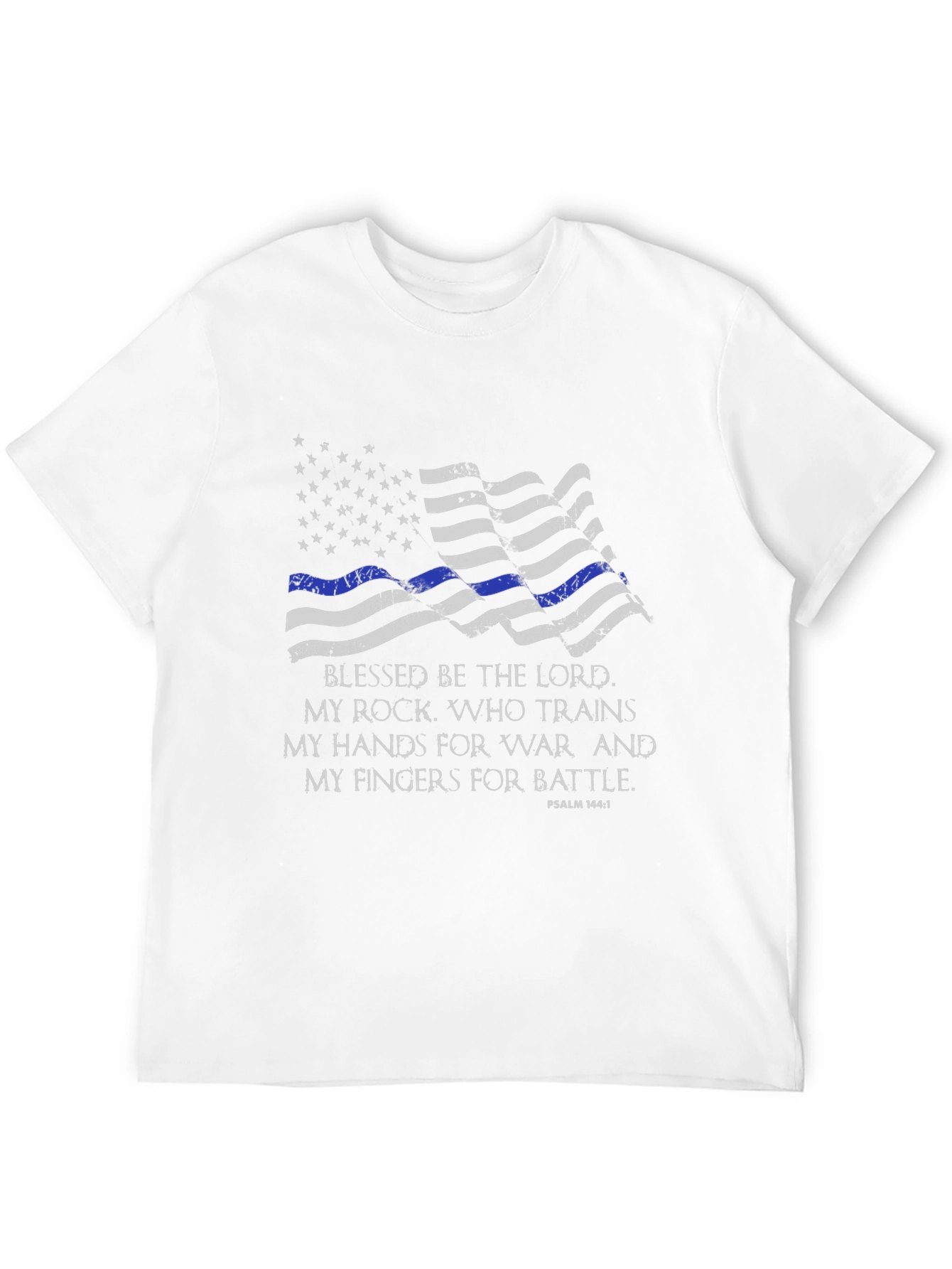 Black Blessed Be The Lord T-Shirt - Thin Blue Line Flag view 12