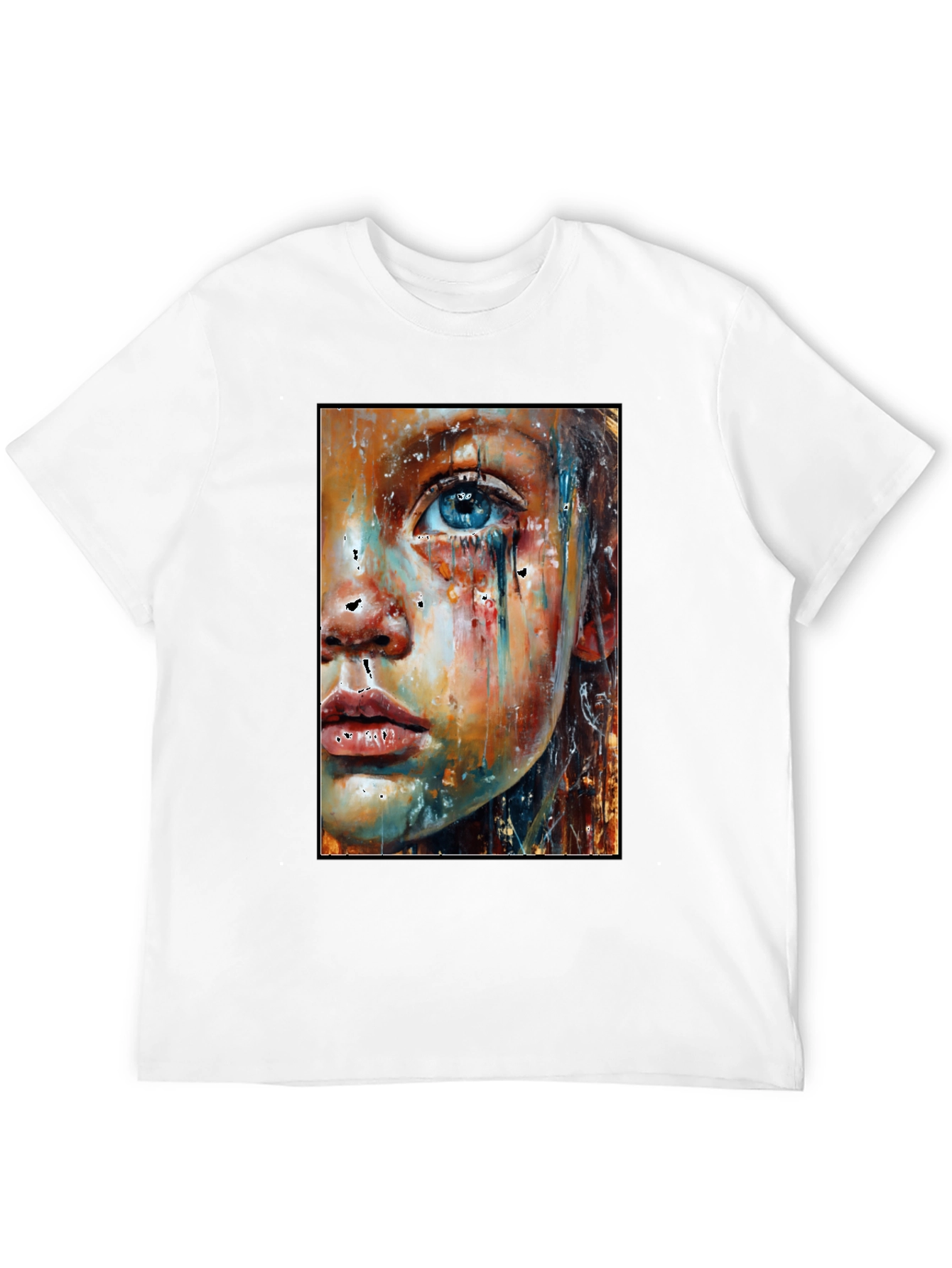 Black Abstract Face Art T-Shirt - Expressive Unisex Tee view 12