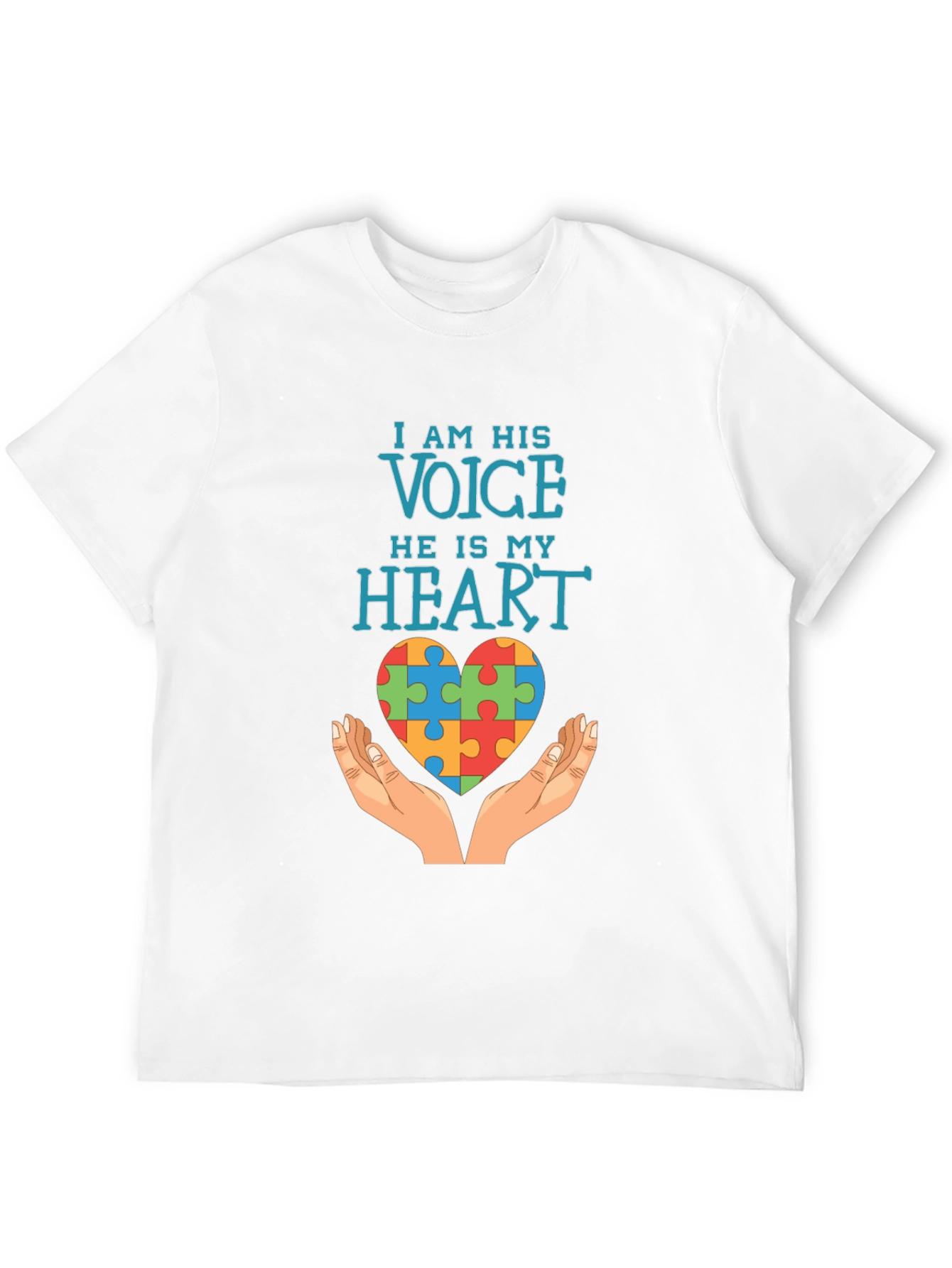 Black Autism Awareness T-Shirt: I Am His Voice, He Is My Heart view 12