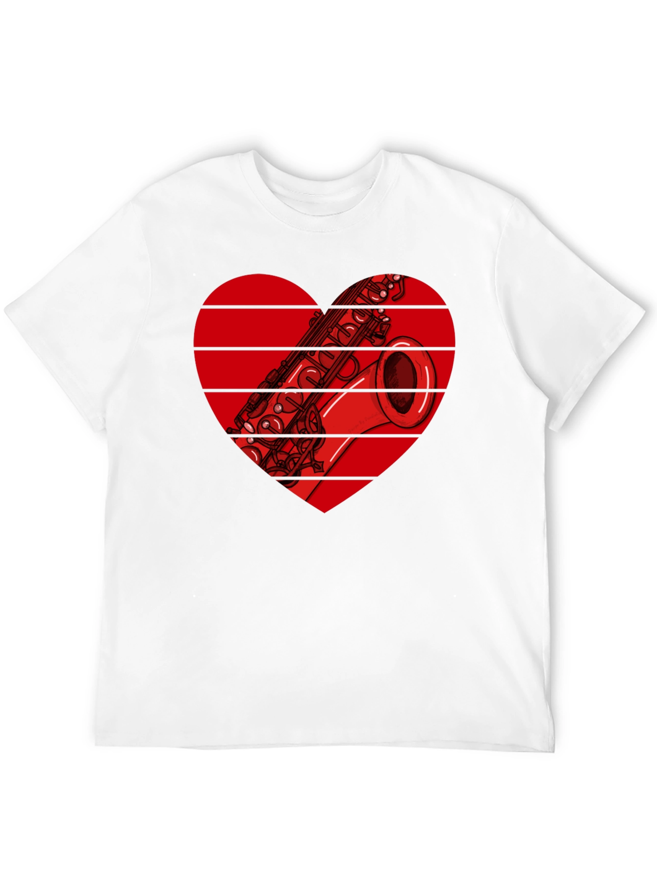 Black Saxophone Heart Graphic T-Shirt view 12