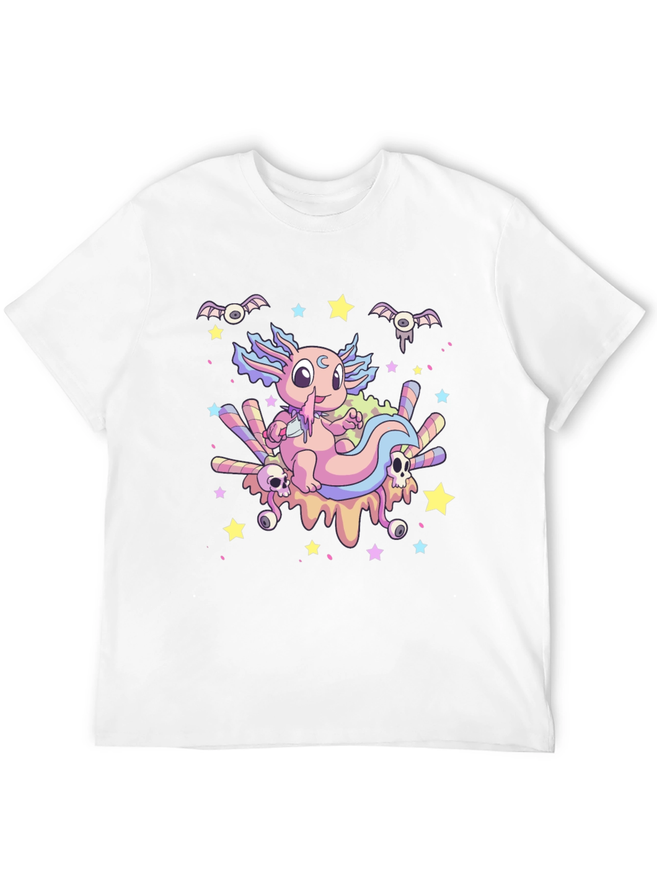 Black Cute Axolotl Kawaii Goth T-Shirt view 12