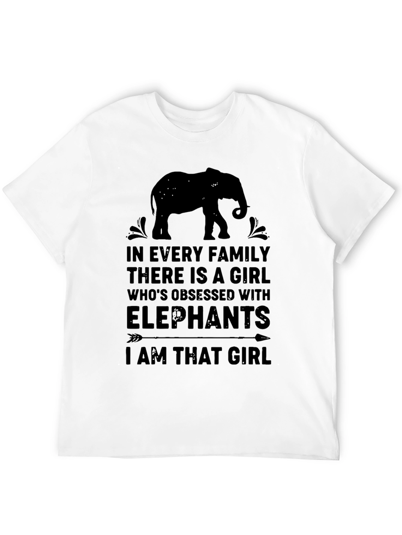 Black Elephant Obsessed Girl Graphic Tee - Black view 12