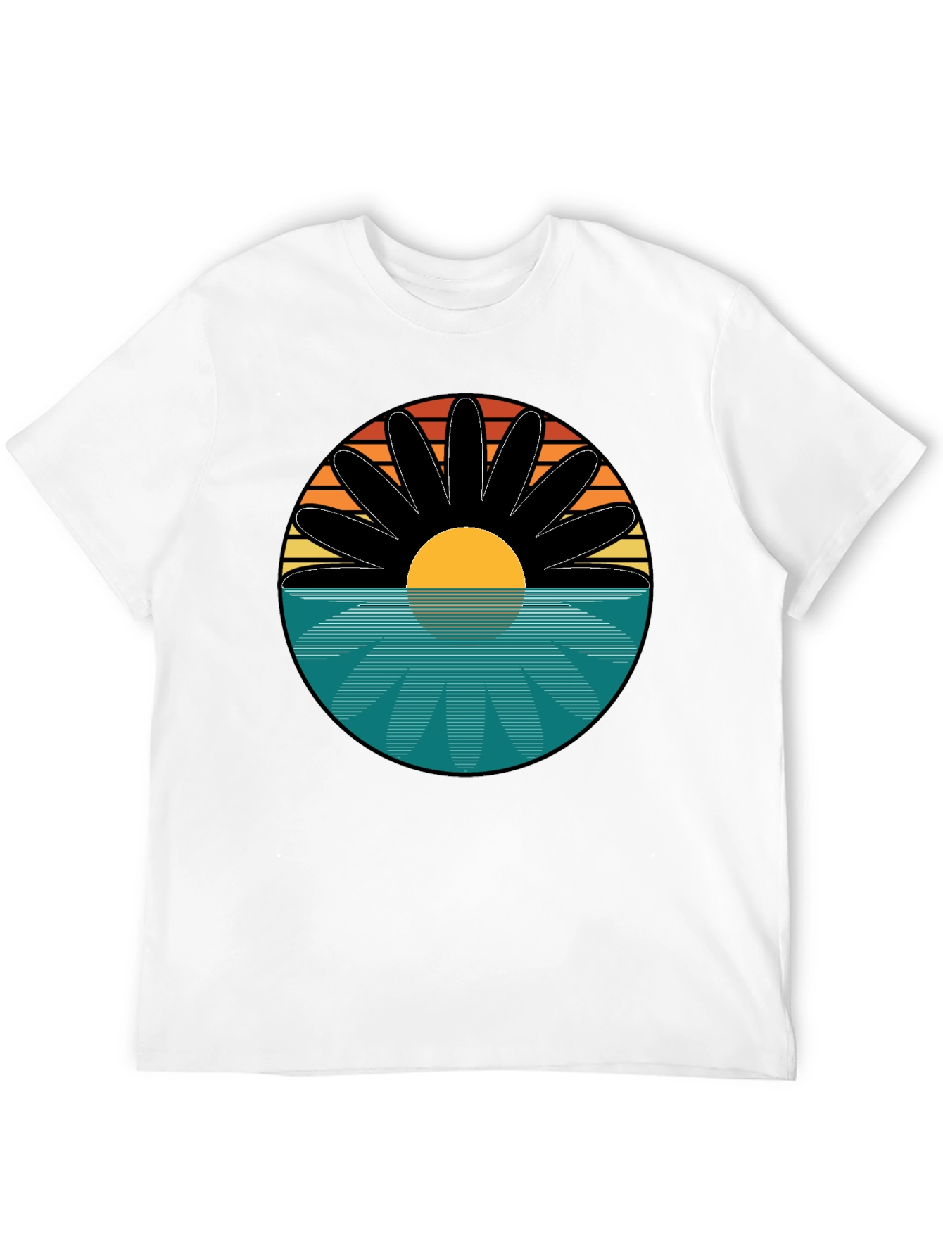 Black Sunset Flower Graphic T-Shirt - Retro Style Tee view 12