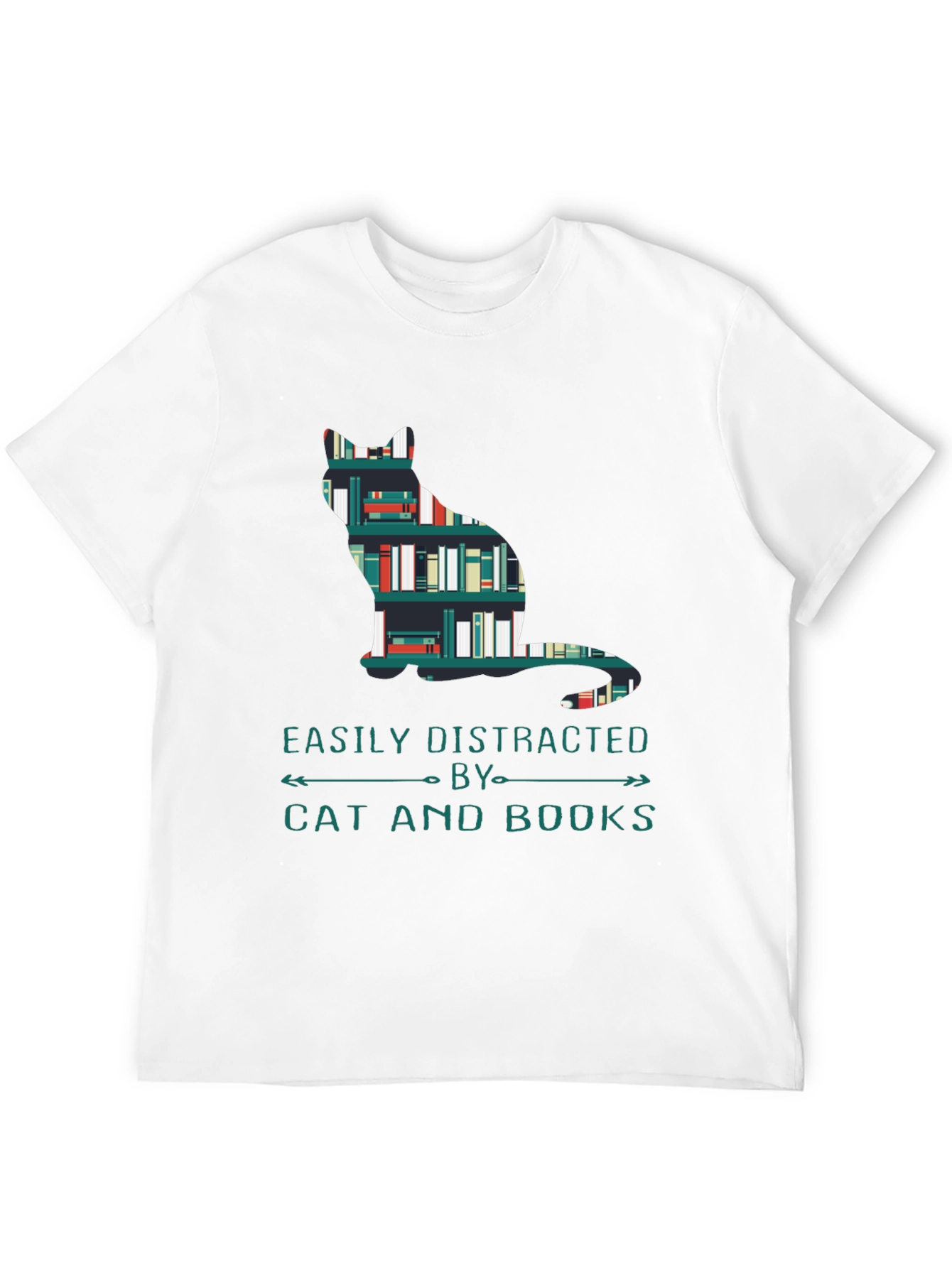 Black Cat and Books T-Shirt - Easily Distracted Tee view 12
