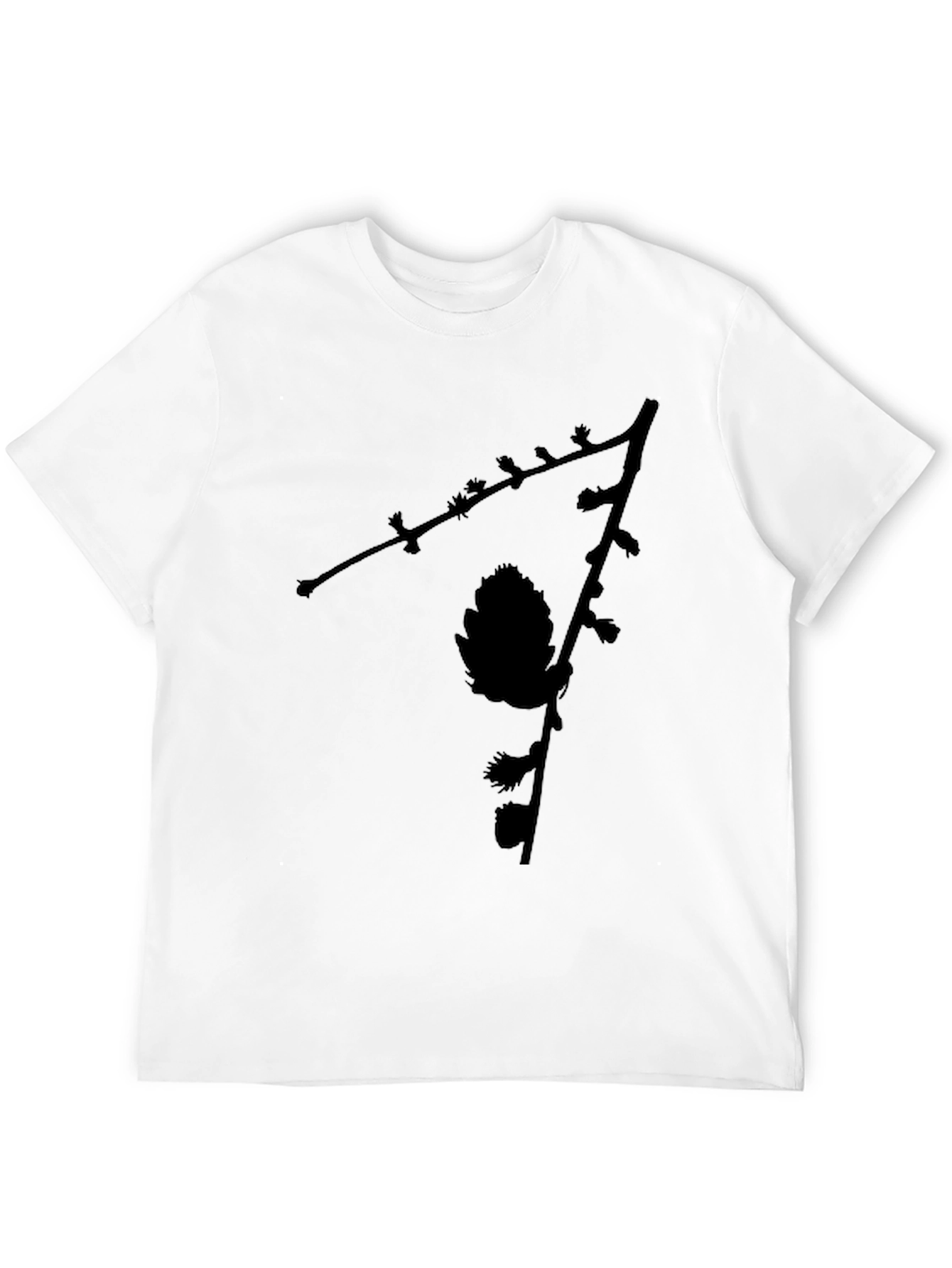 Black Black Pinecone Branch Graphic Tee - Nature Inspired Menswear view 12