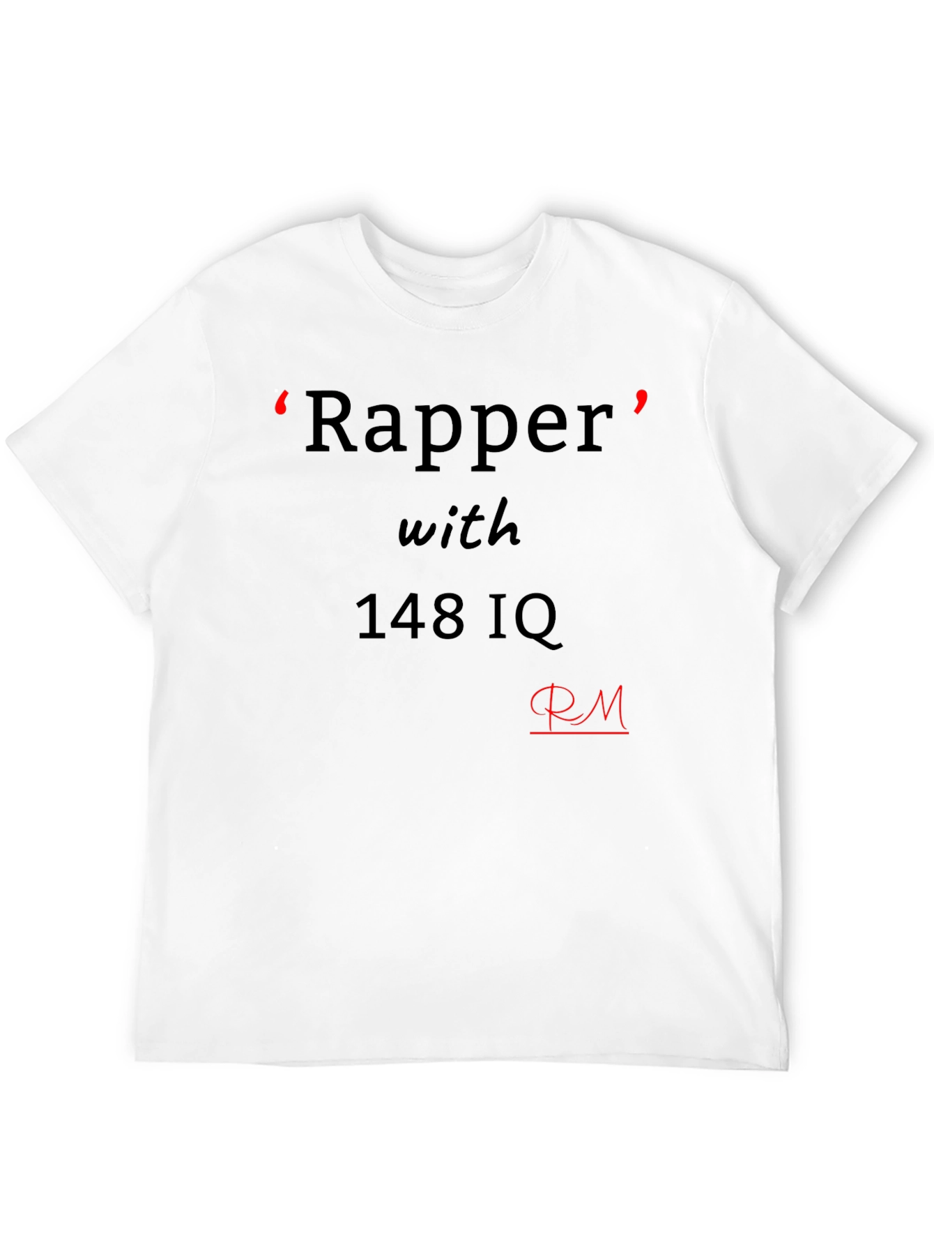 Black Rapper with 148 IQ Graphic Tee - Black Cotton Casual T-Shirt view 12