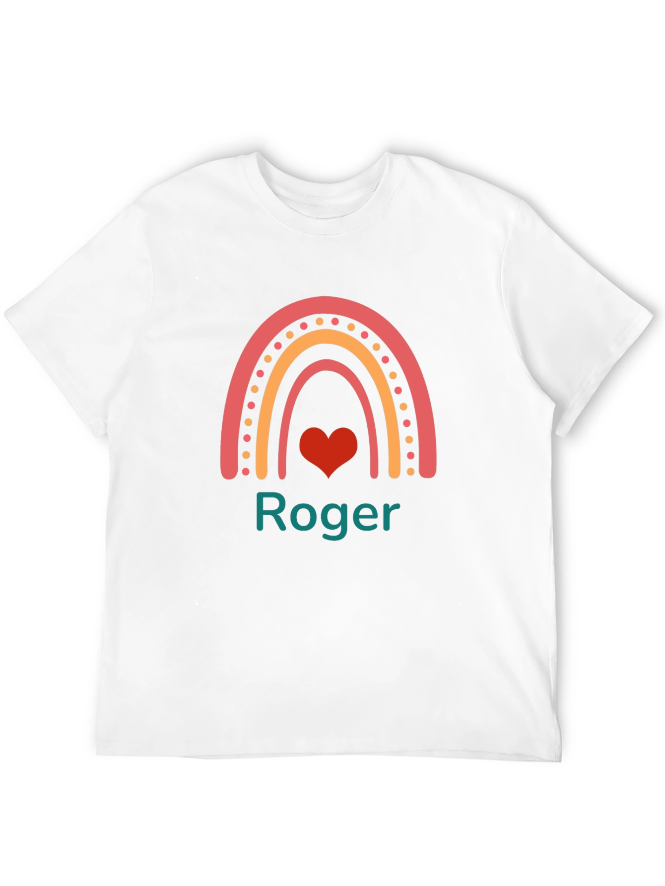 Black Personalized "Roger" Rainbow Heart T-Shirt view 12