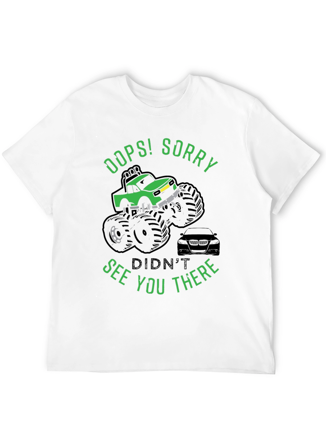 Black Oops! Sorry Funny Monster Truck T-Shirt view 12