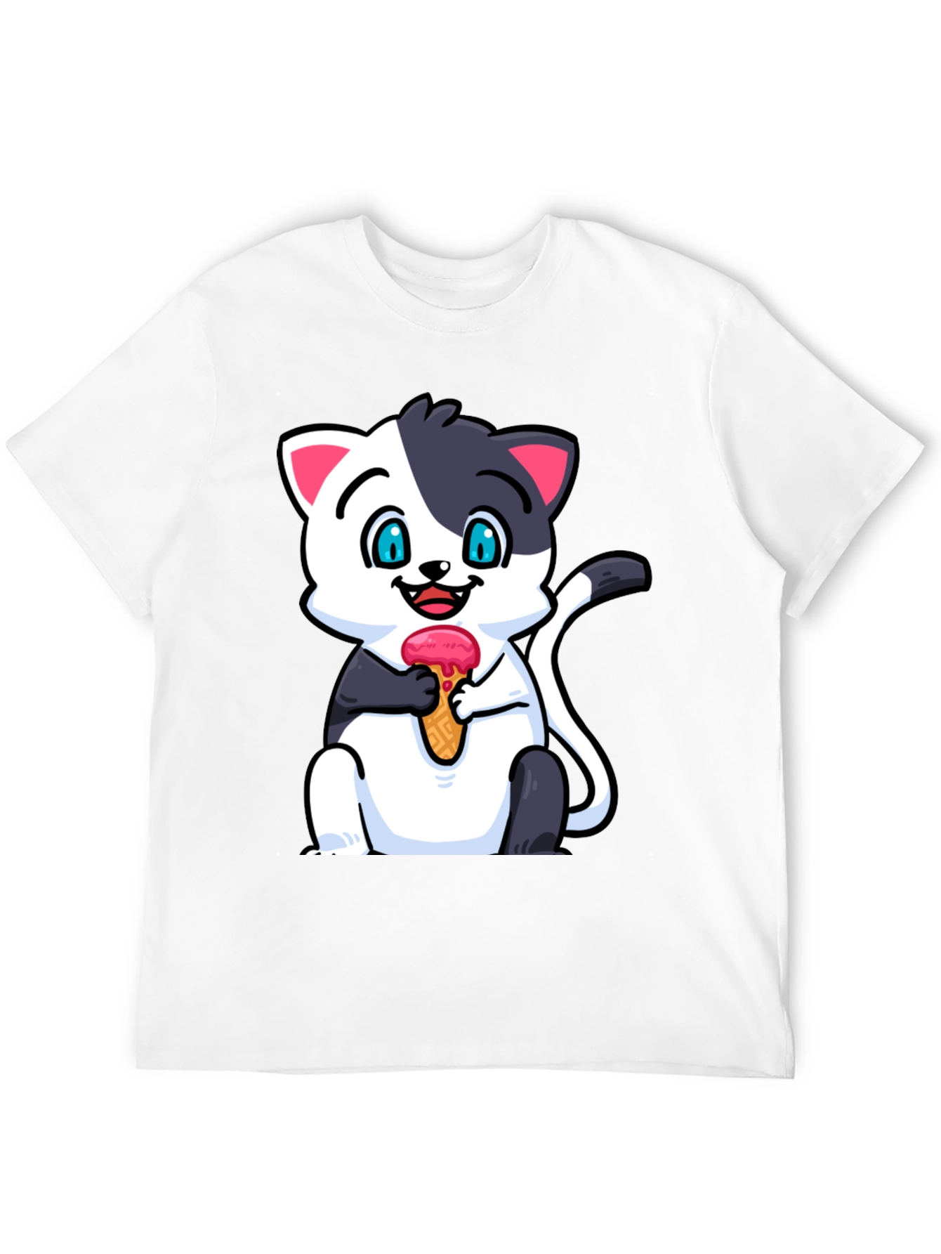 Black Cute Cat Ice Cream T-Shirt view 12