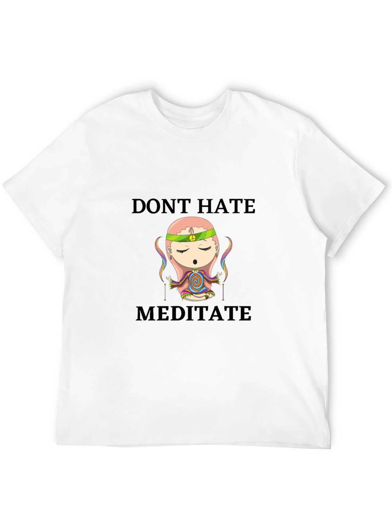 Black Don't Hate Meditate T-Shirt - Peaceful Cartoon view 12