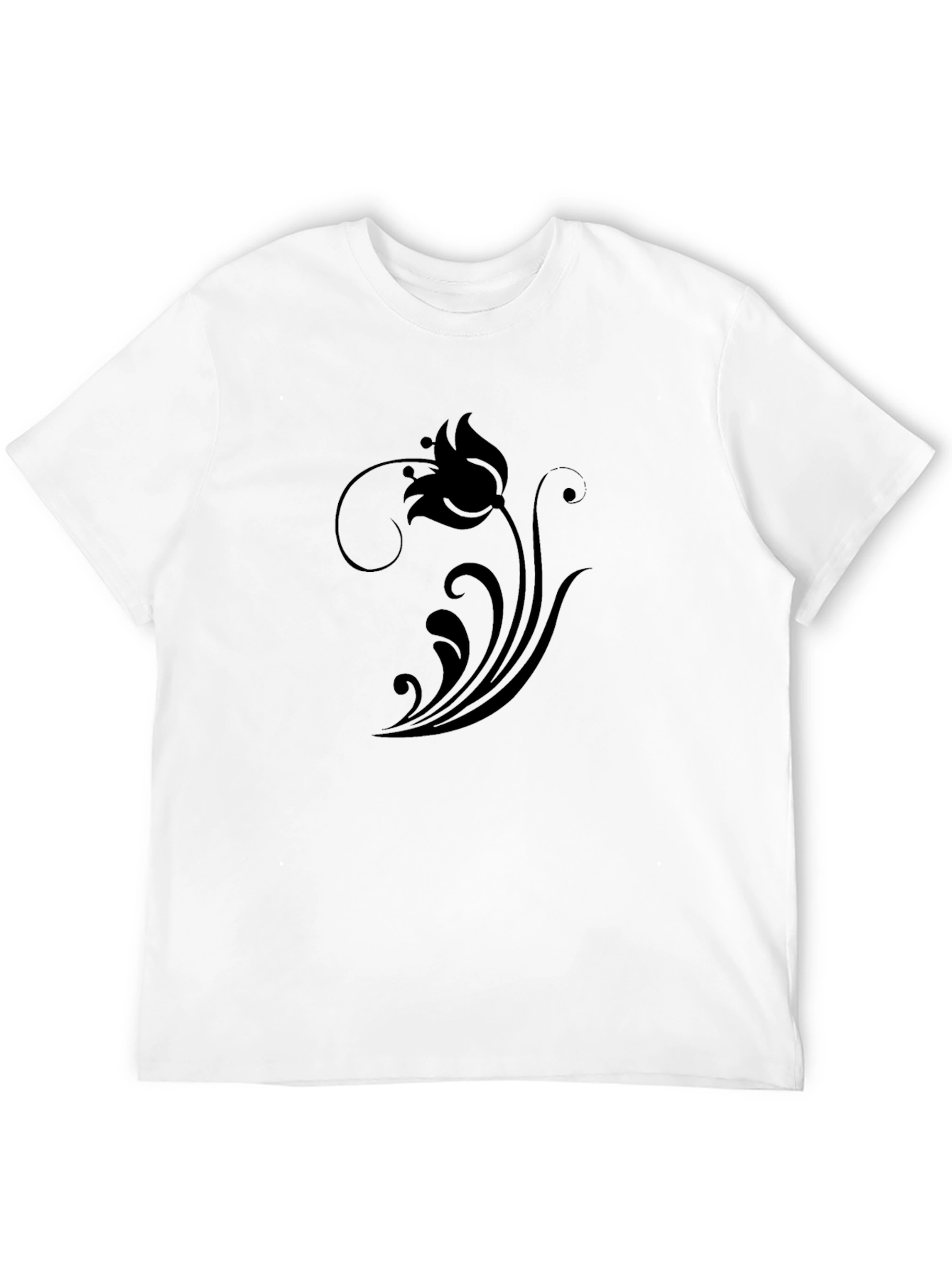 Black Black Floral Print T-Shirt - Stylish Casual Wear view 12