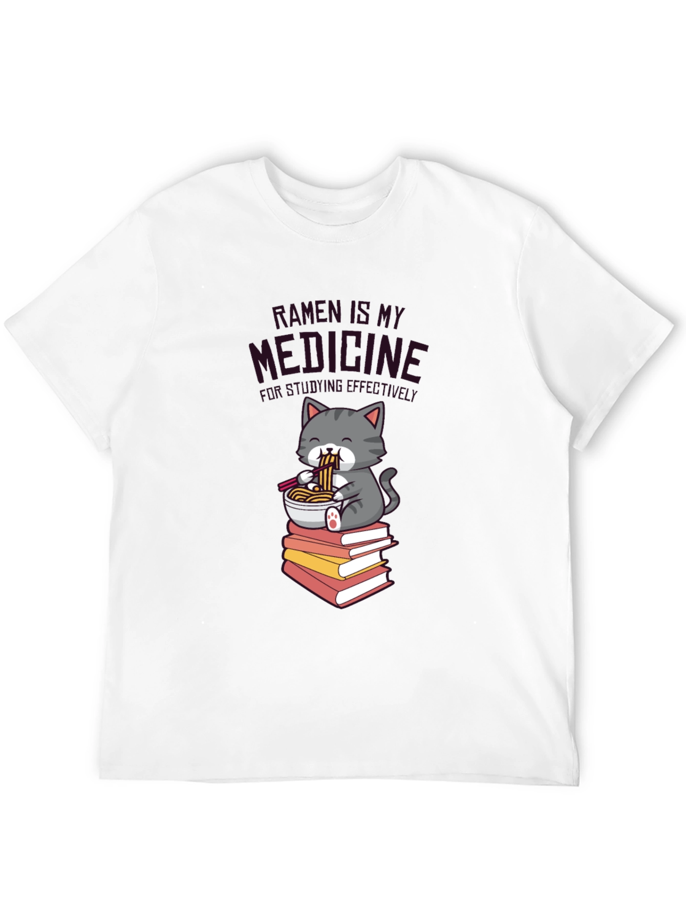 Black Ramen is My Medicine T-Shirt - Cute Cat Design view 12
