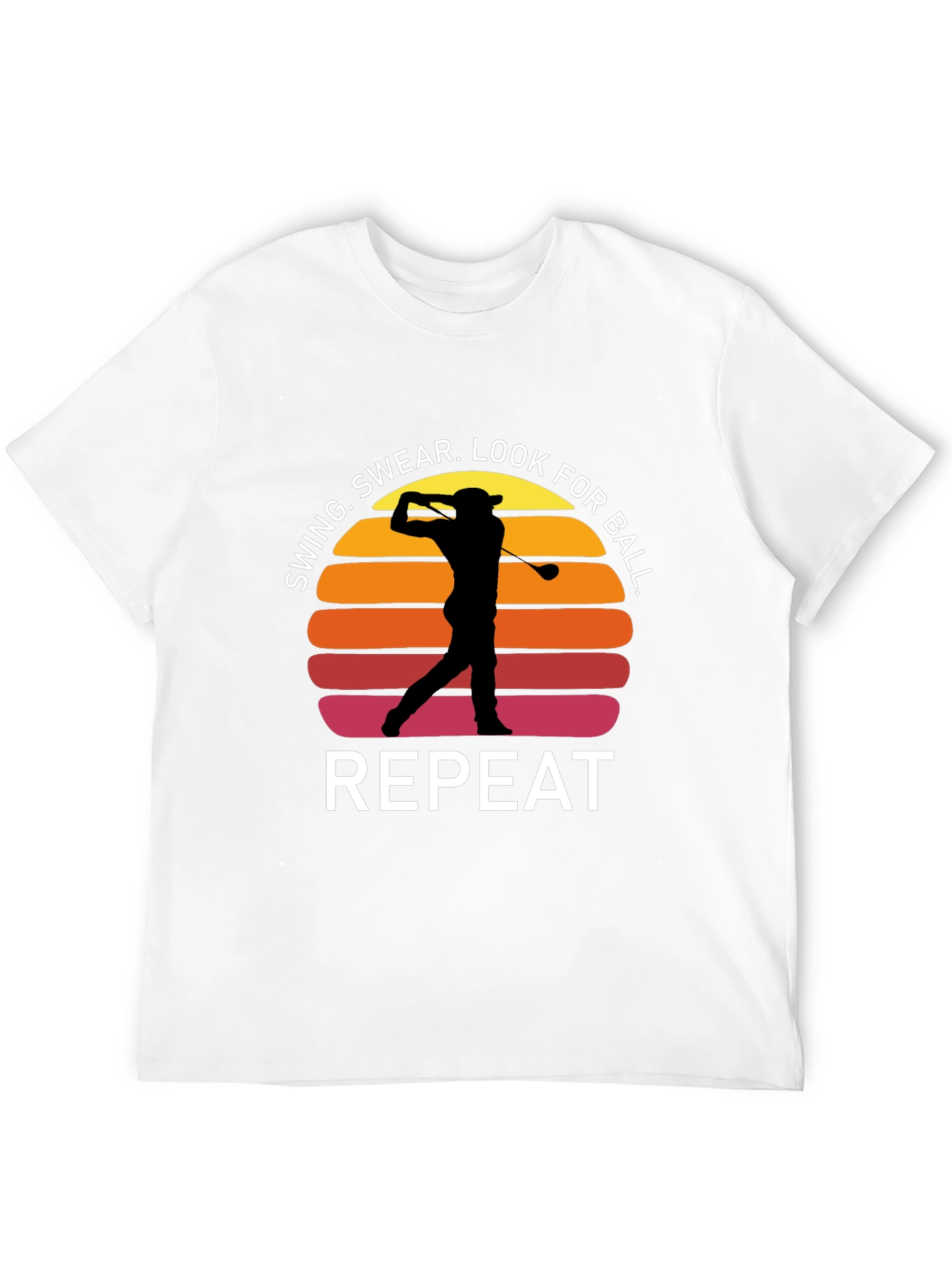 Black Golf Swing Repeat T-Shirt - Funny Golfer Tee view 12