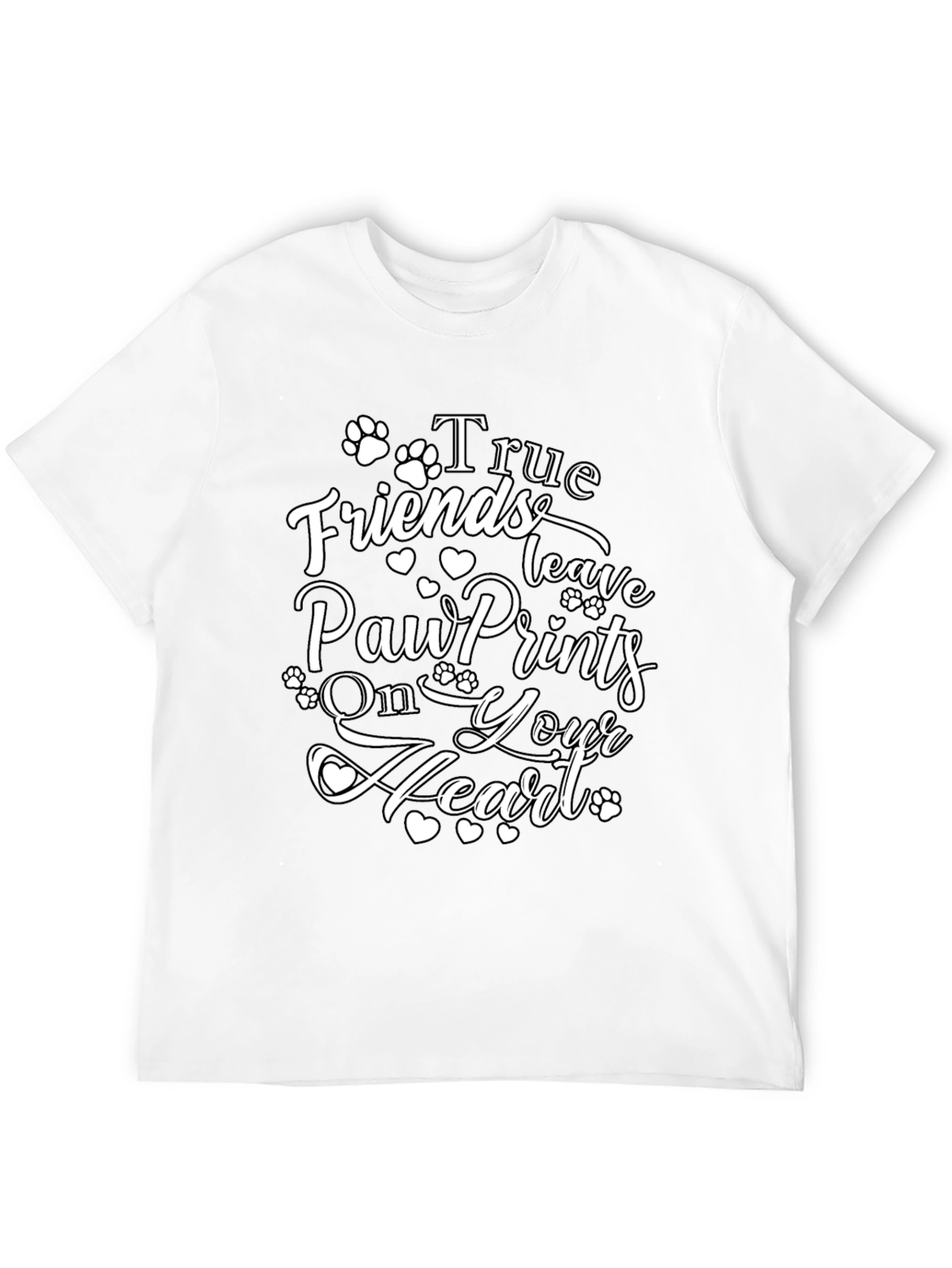 Black True Friends Dog Paw Print T-Shirt - Heartfelt Graphic Tee view 12