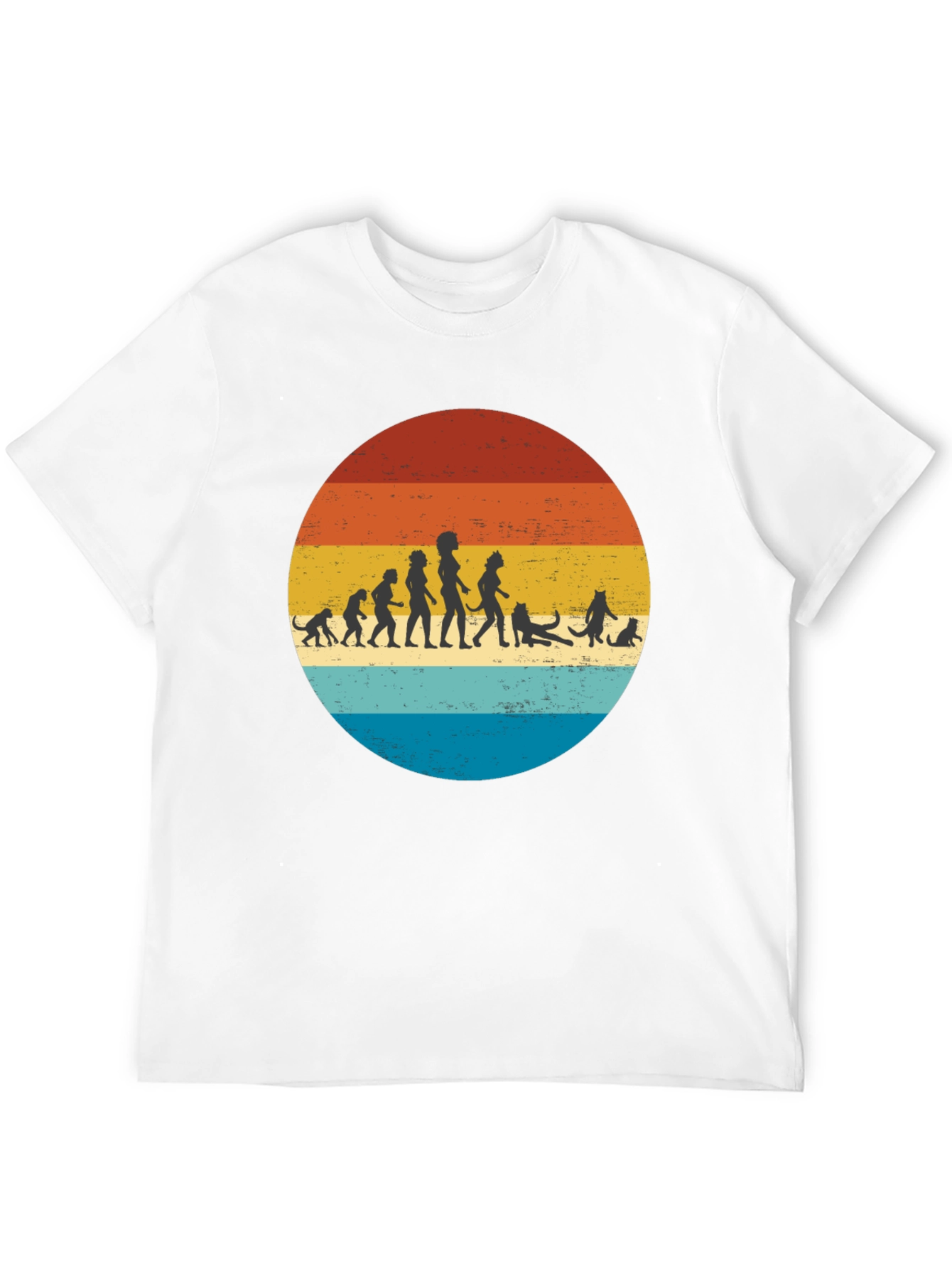 Black Retro Cat Evolution T-Shirt view 12