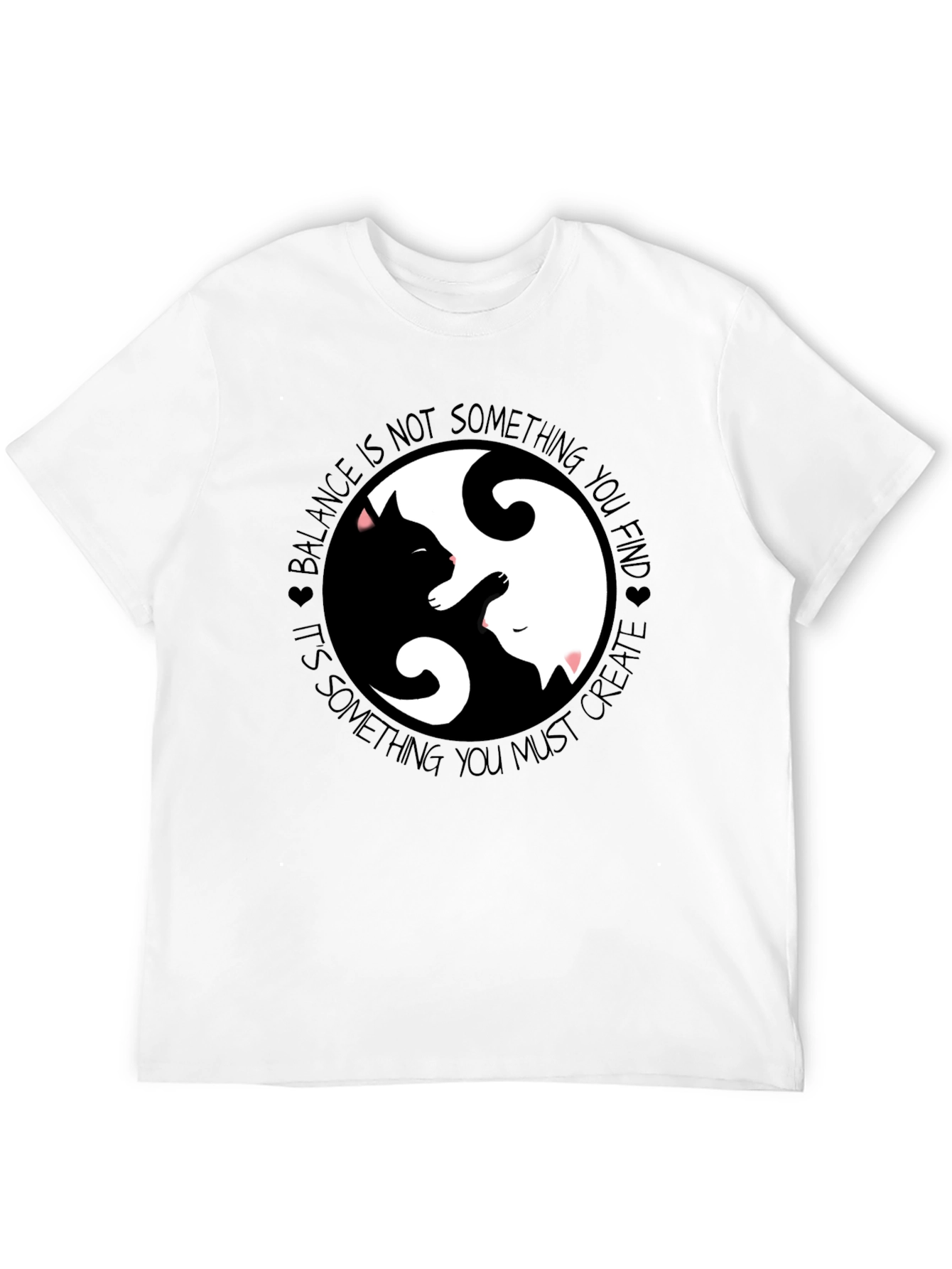Black Yin Yang Cats Graphic T-Shirt Balance and Harmony view 12