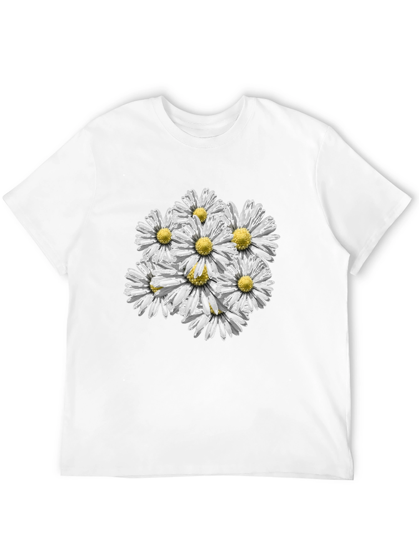 Black Daisy Bouquet Graphic Tee - Black Cotton Comfort view 12