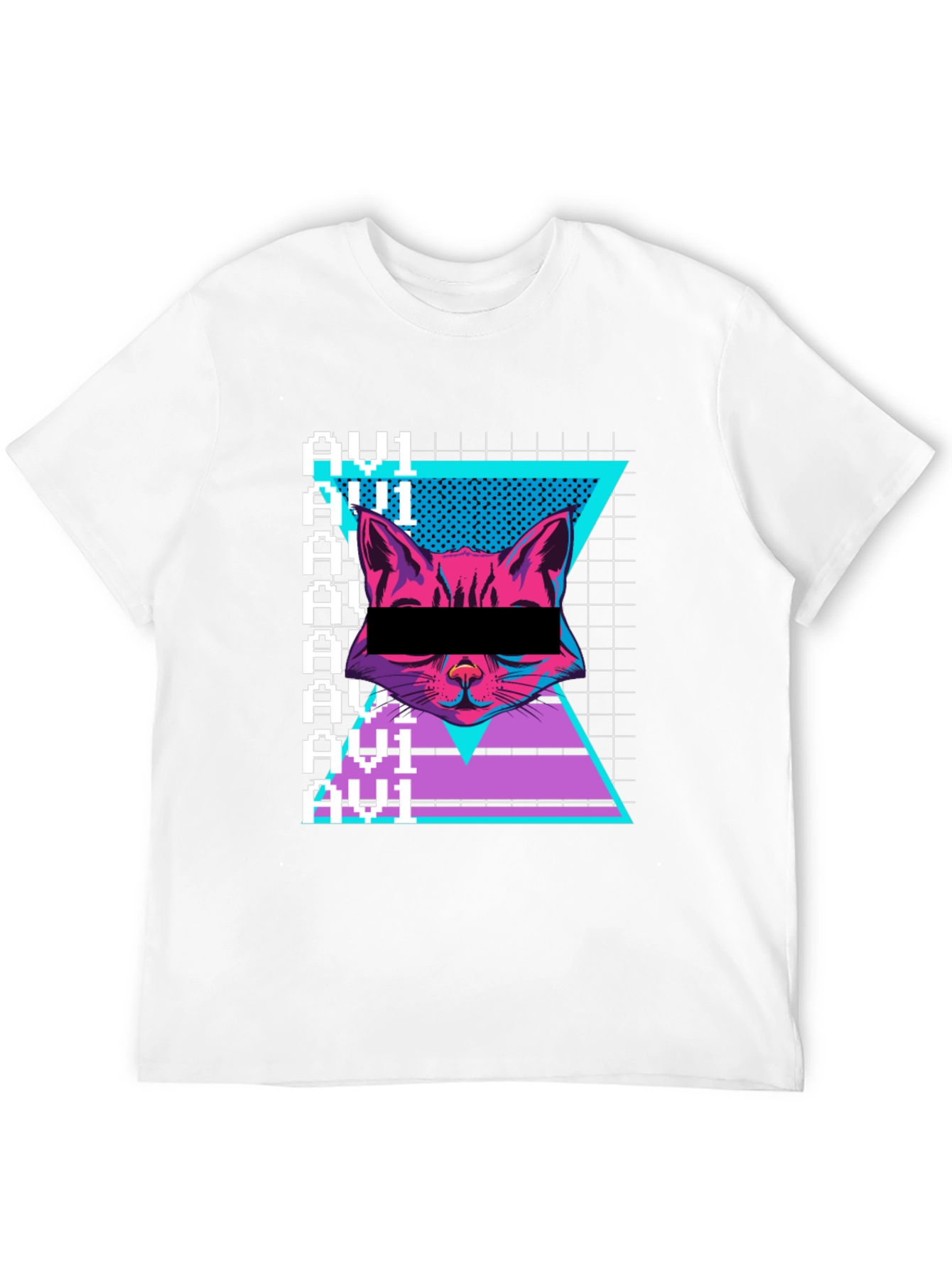 Black Cyberpunk Cat Graphic Tee - Retro Style view 12