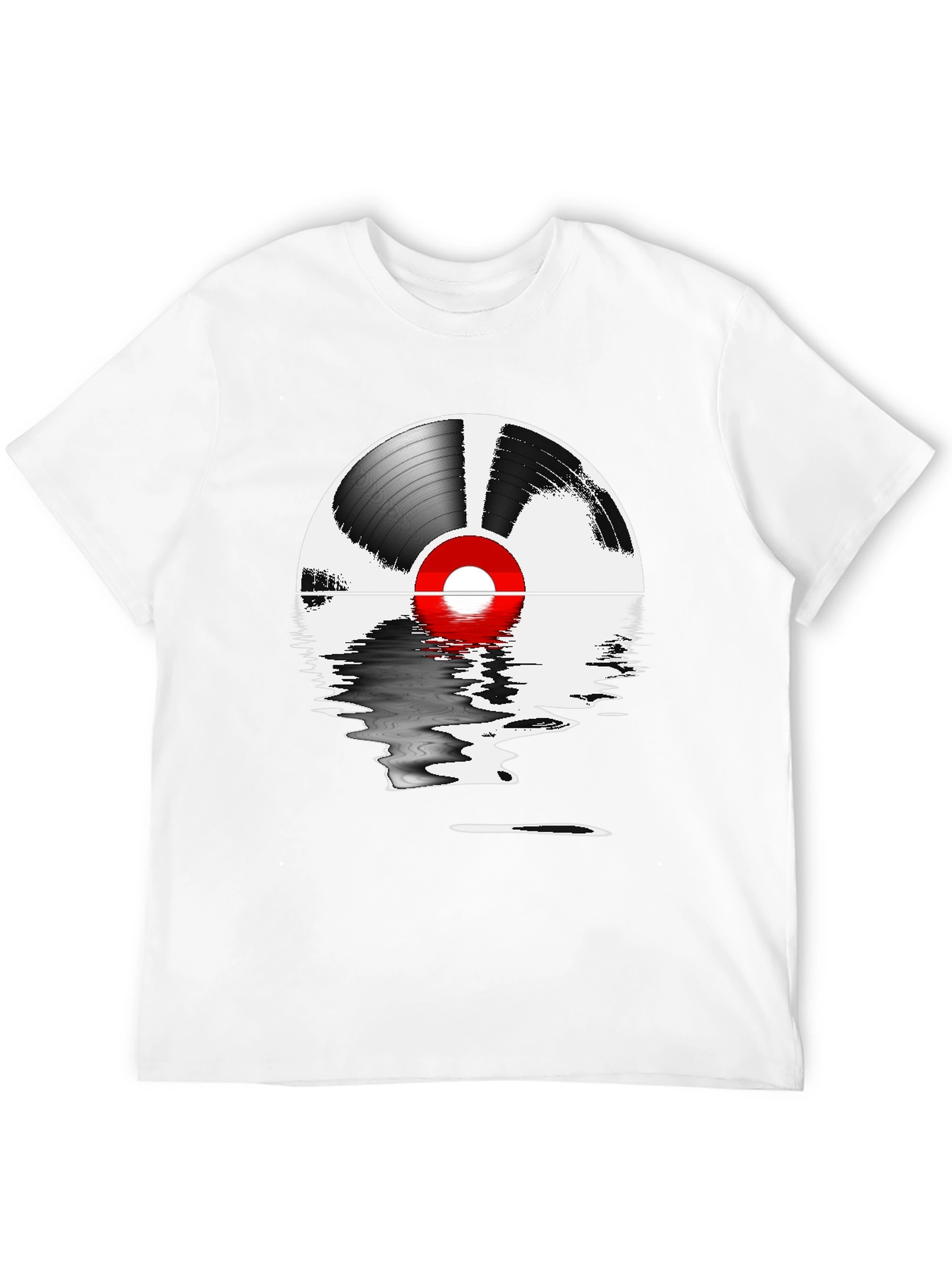 Black Vinyl Record Reflection Graphic Tee view 12