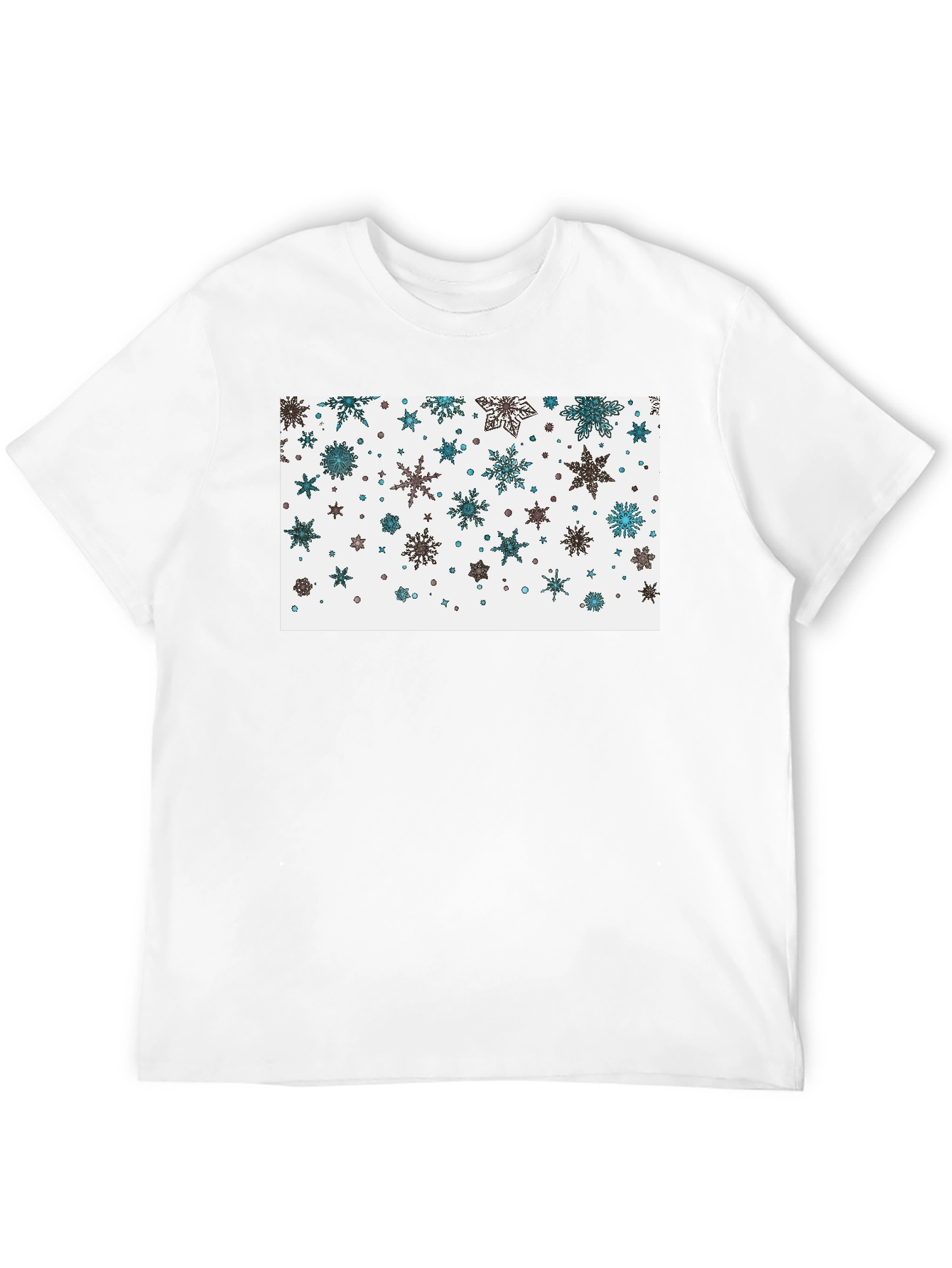 Black Snowflake Pattern Black T-Shirt view 12