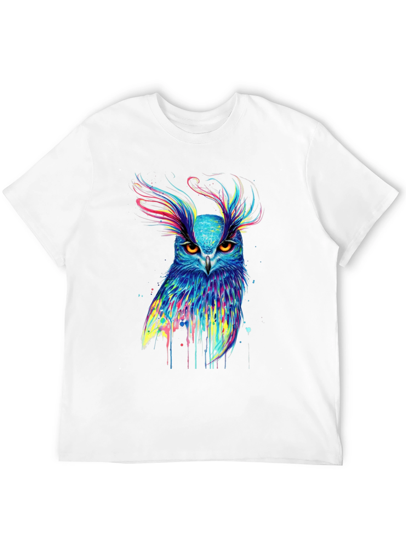 Black Colorful Owl Graphic Print Black T-Shirt view 12