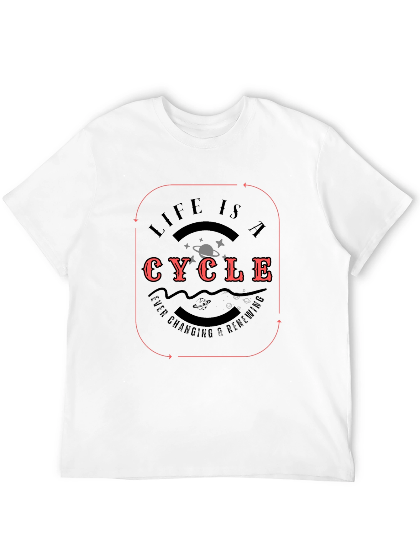 Black Life is a Cycle Graphic T-Shirt - Black Cotton Blend view 12
