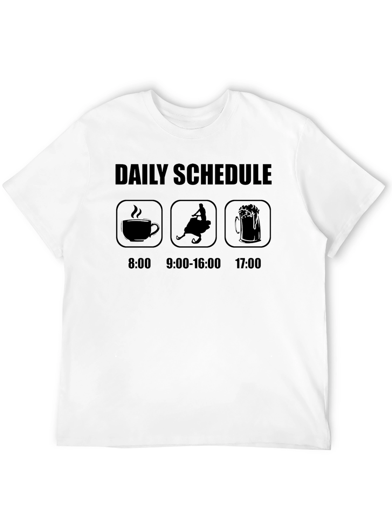 Black Daily Schedule T-Shirt: Coffee, Snowmobile, Beer view 12