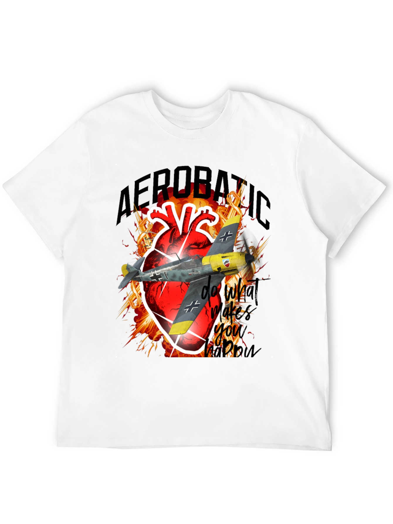Black Aerobatic Plane Heart T-Shirt - Do What Makes You Happy view 12