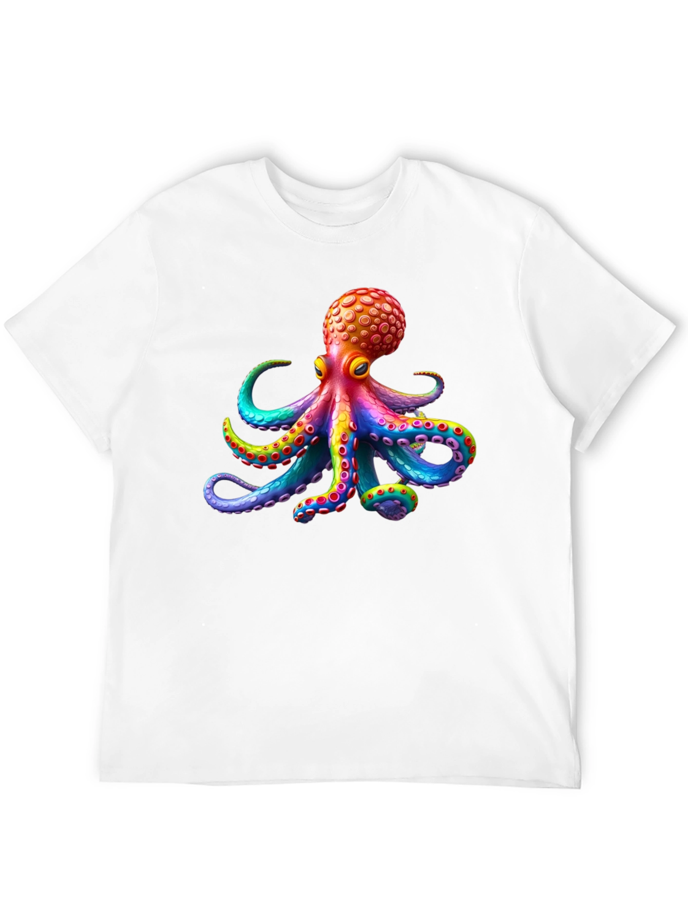Black Rainbow Octopus Graphic Tee - Black Cotton T-Shirt view 12