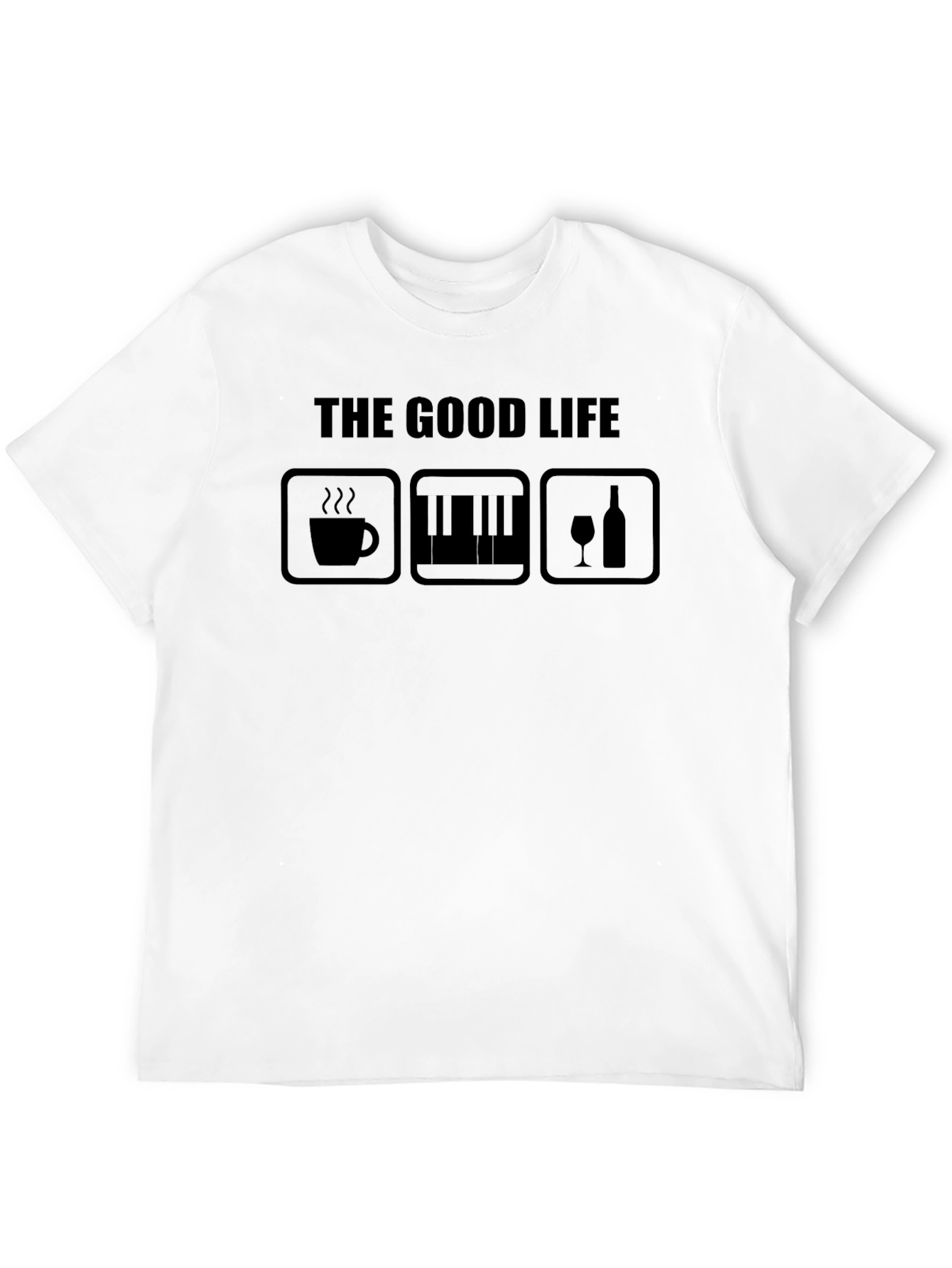 Black The Good Life Graphic Tee - Coffee, Piano, Wine view 12