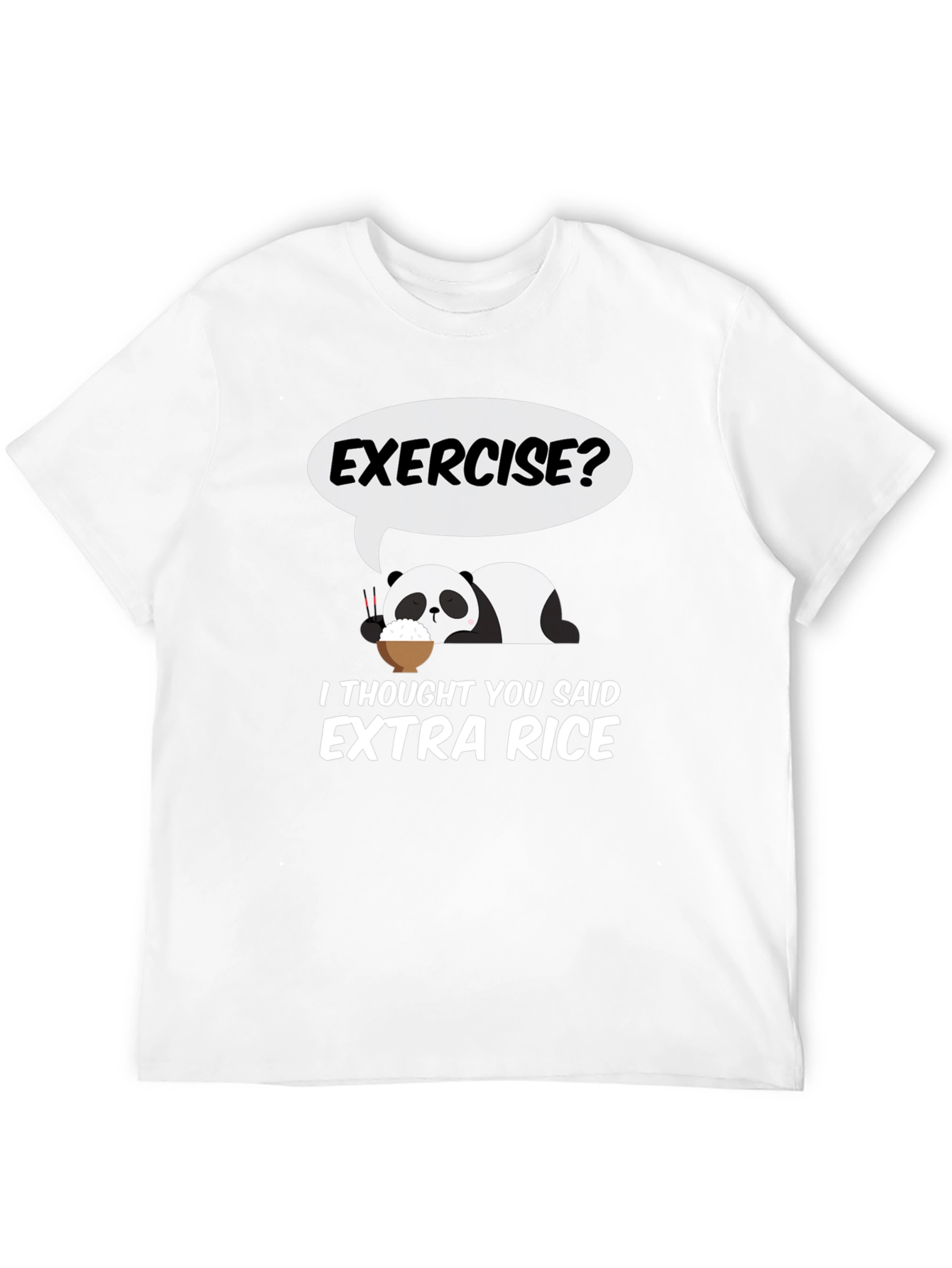 Black Exercise? Extra Rice T-Shirt - Funny Panda Tee view 12