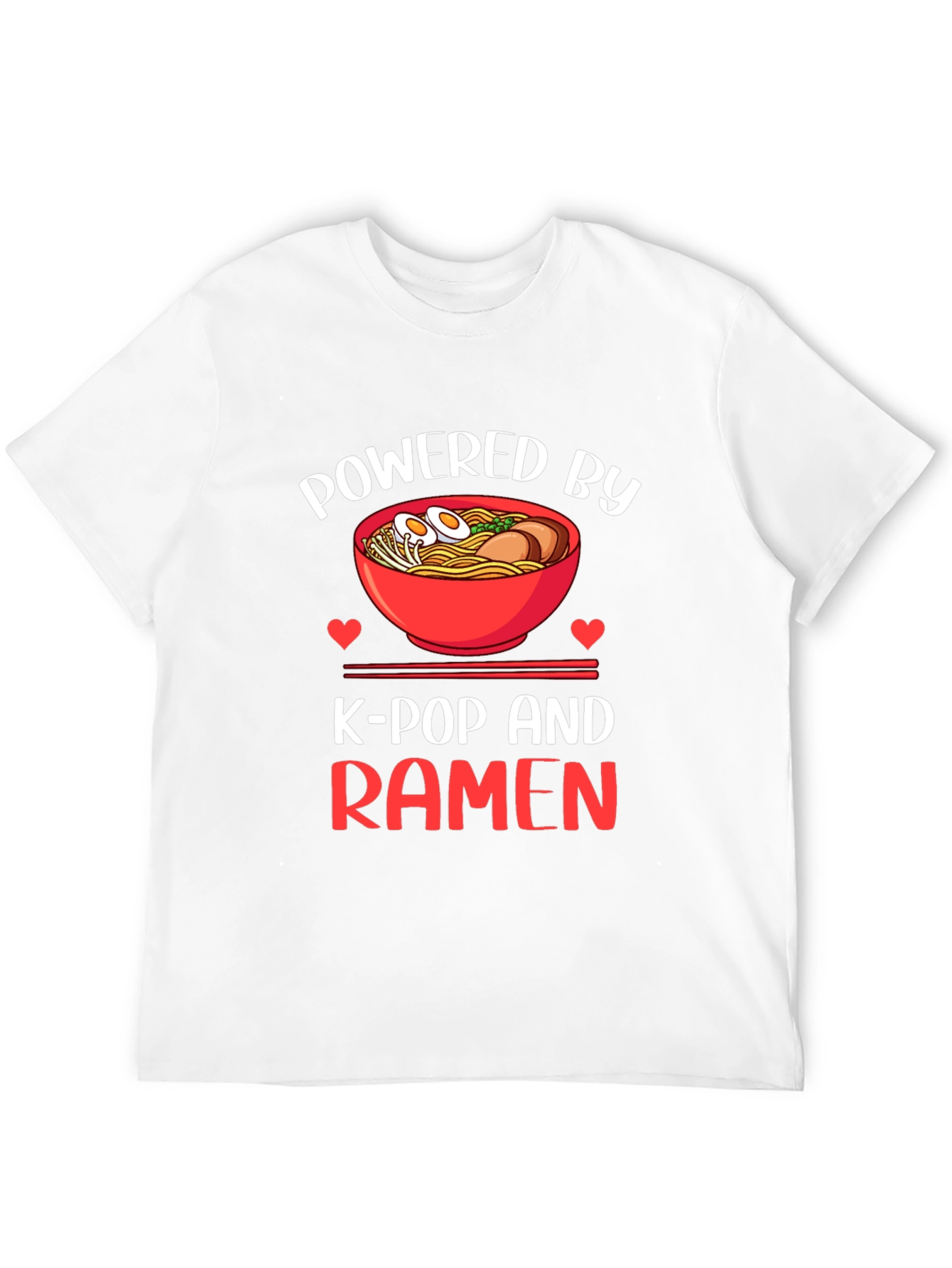 Black Powered by K-Pop and Ramen Graphic T-Shirt view 12