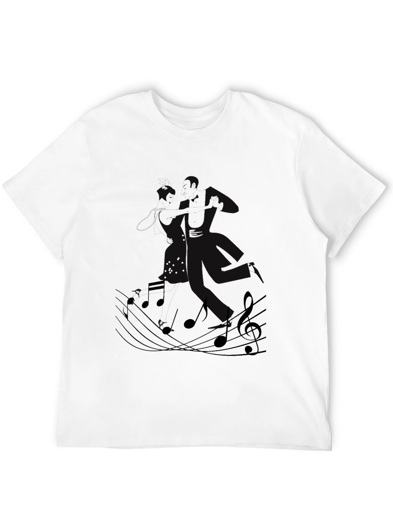 Black Musical Notes Black Graphic Tee view 12