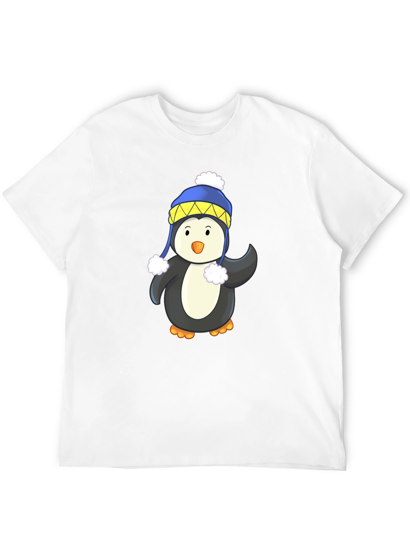 Black Penguin with Winter Hat Black T-Shirt view 12
