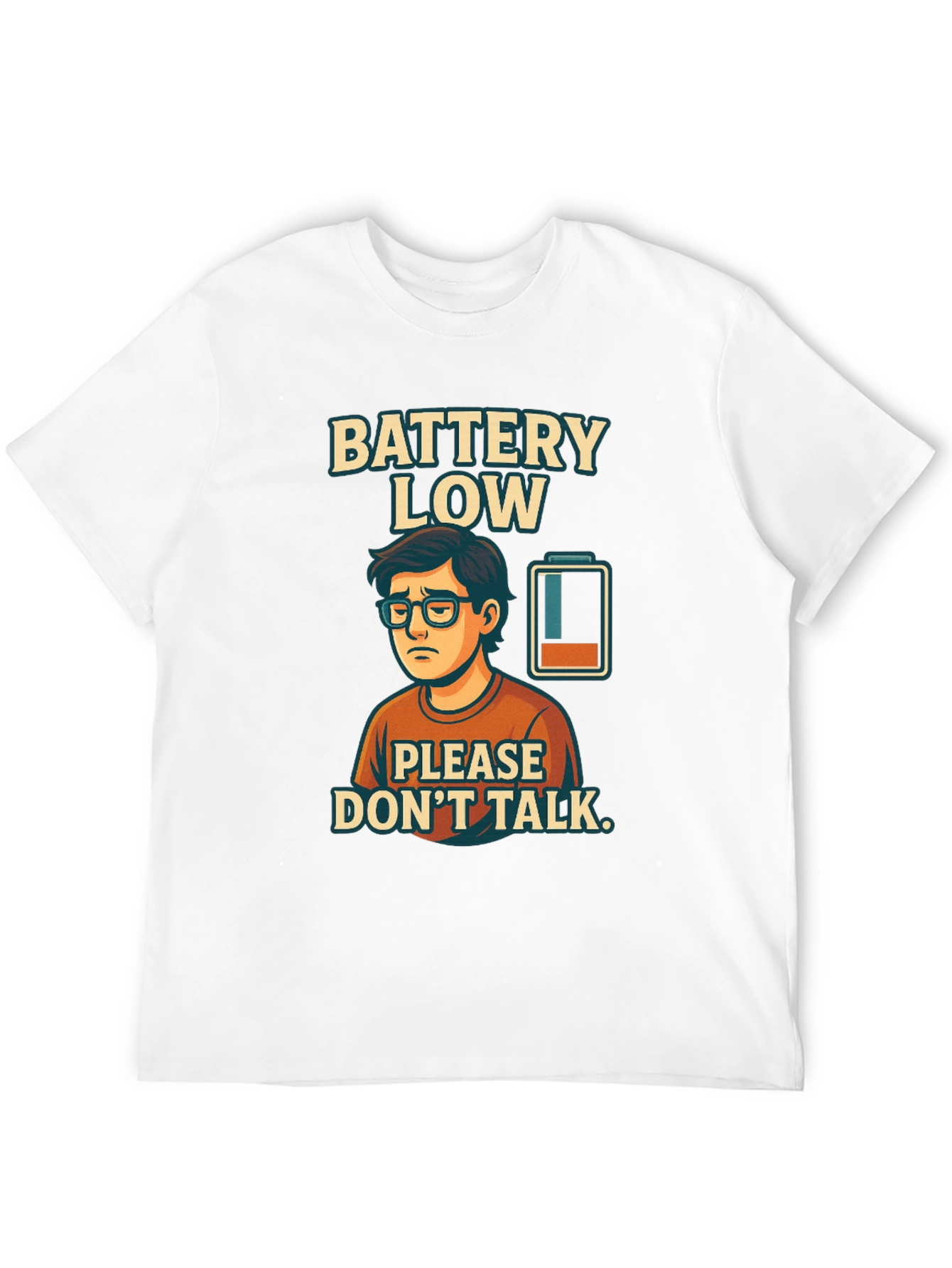 Black Battery Low Funny Graphic T-Shirt view 12