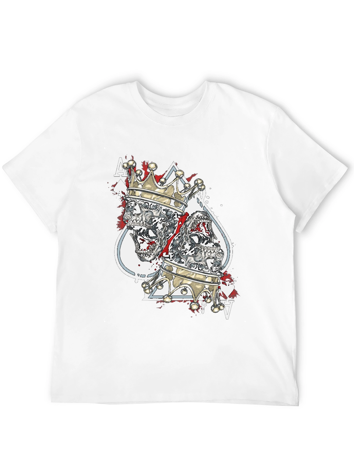 Black King & Ace Skull Graphic Tee - Black Crew Neck view 12