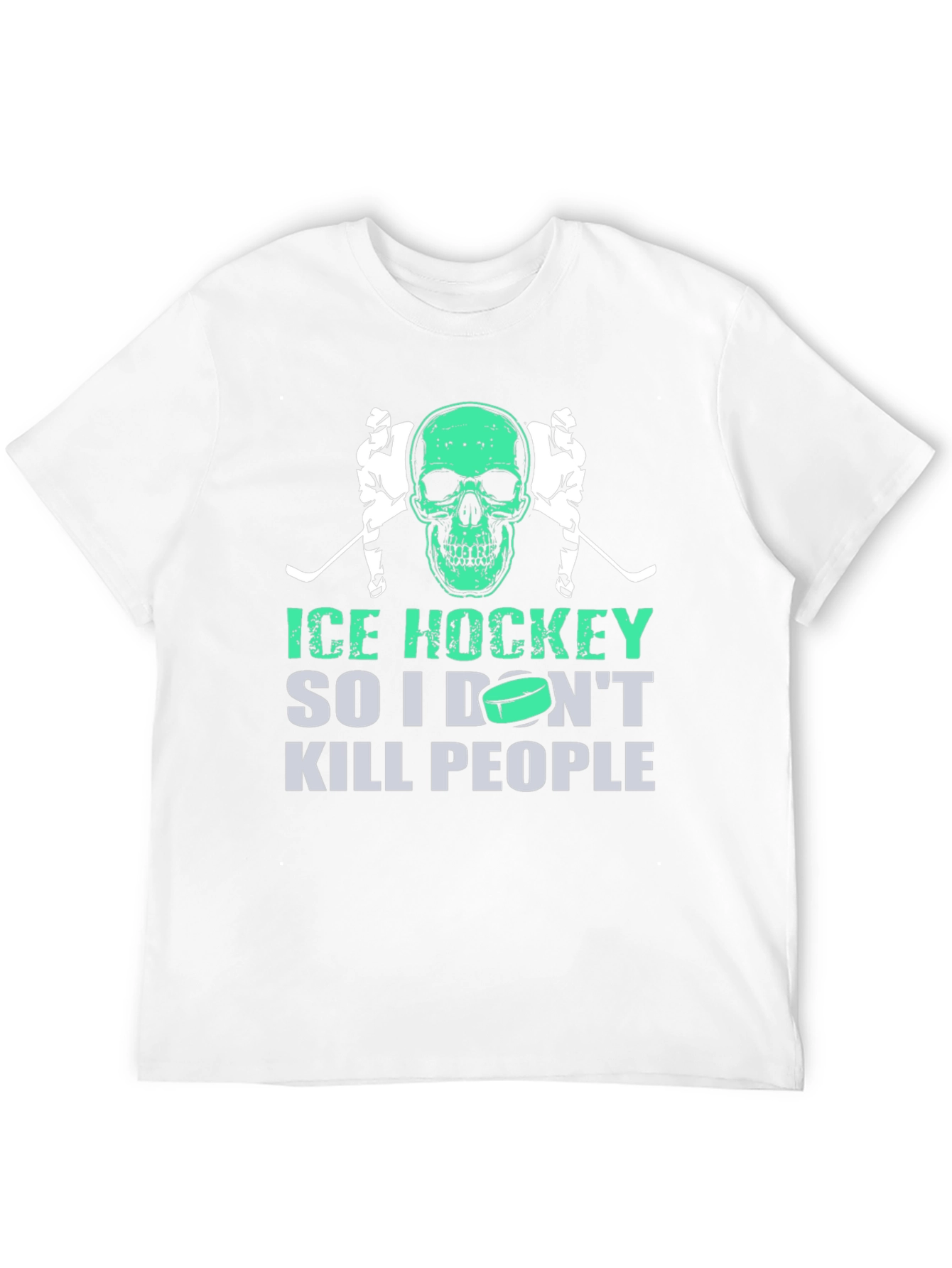 Black Ice Hockey Skull Graphic T-Shirt view 12