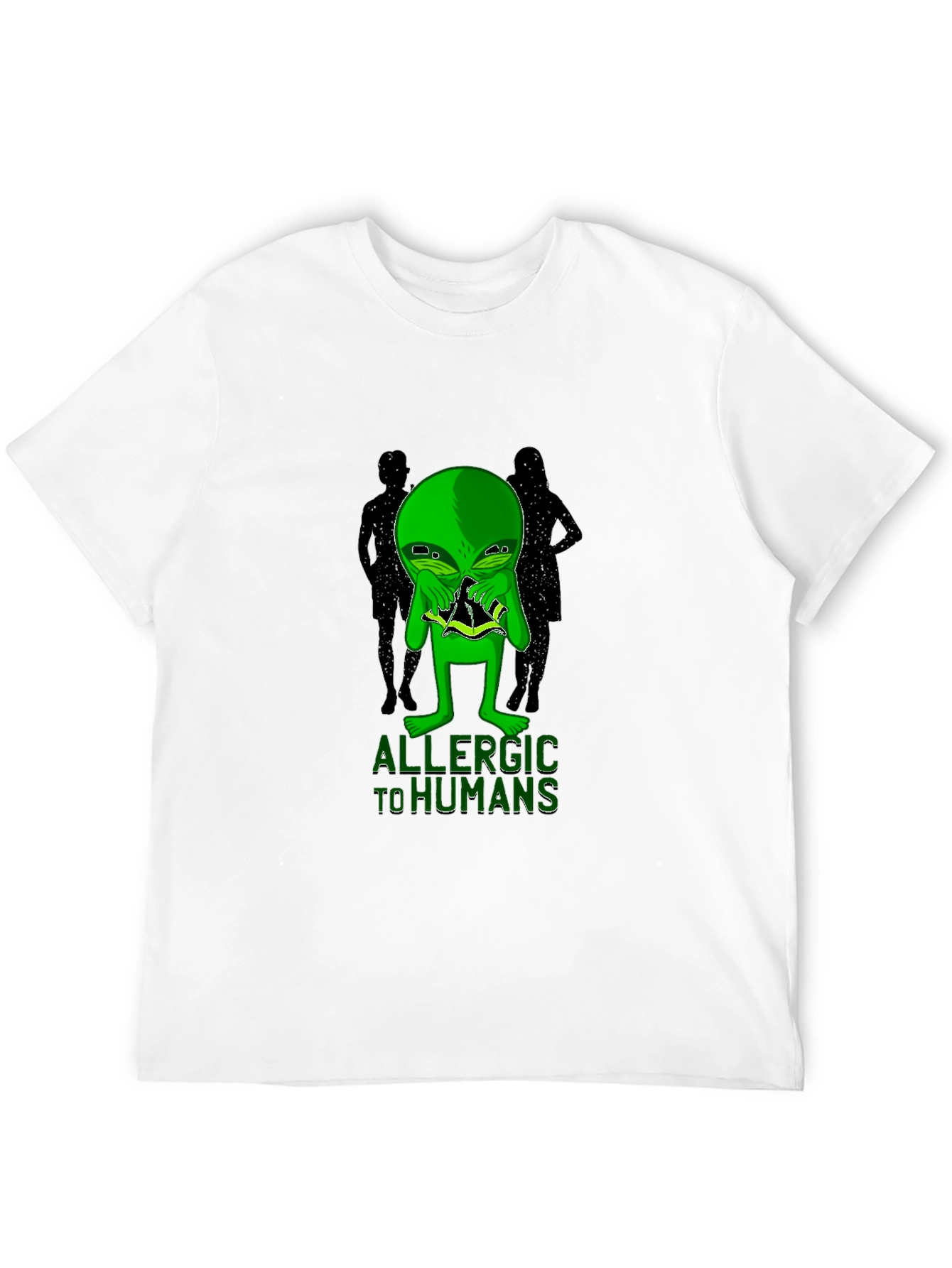 Black Allergic to Humans Alien Graphic T-Shirt view 12